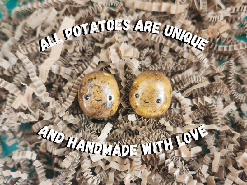 Pet Potato, FREE SHIPPING, W/ Adoption Certificate & Pet Carrier Box, Adopt a Pet Potato, Adopt a Pet Rock, Desk Pet, Polymer Clay Charm image 3