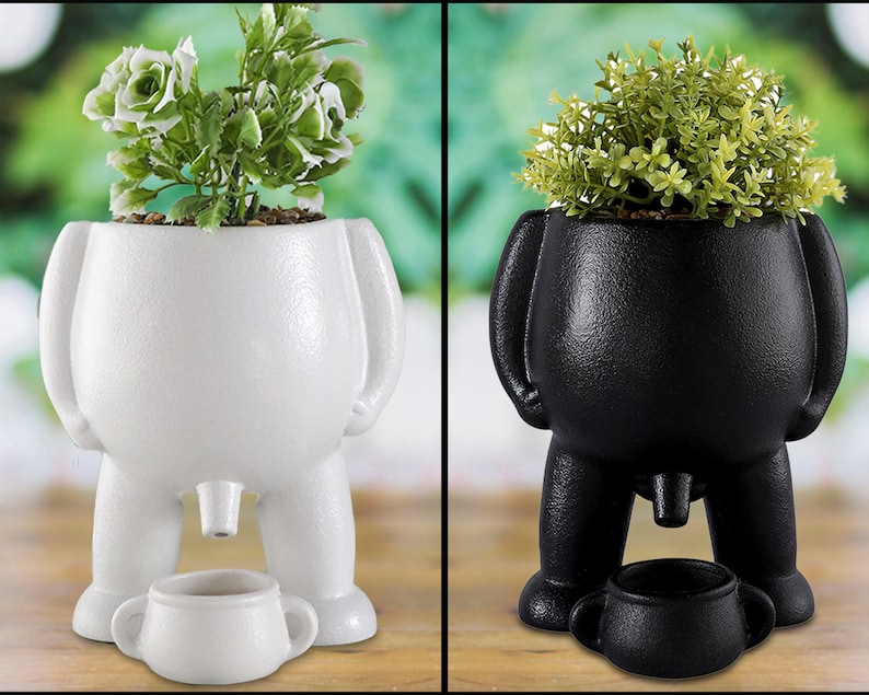 Peeing Man Planter, Quirky Peeing Man Succulent Planter, Whimsical Indoor Garden Statue, Funny Peeing Man Planter image 1