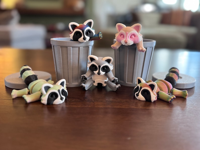 Adopt Your Own Mischievous 3D Printed Raccoon With Optional Trash Can image 1