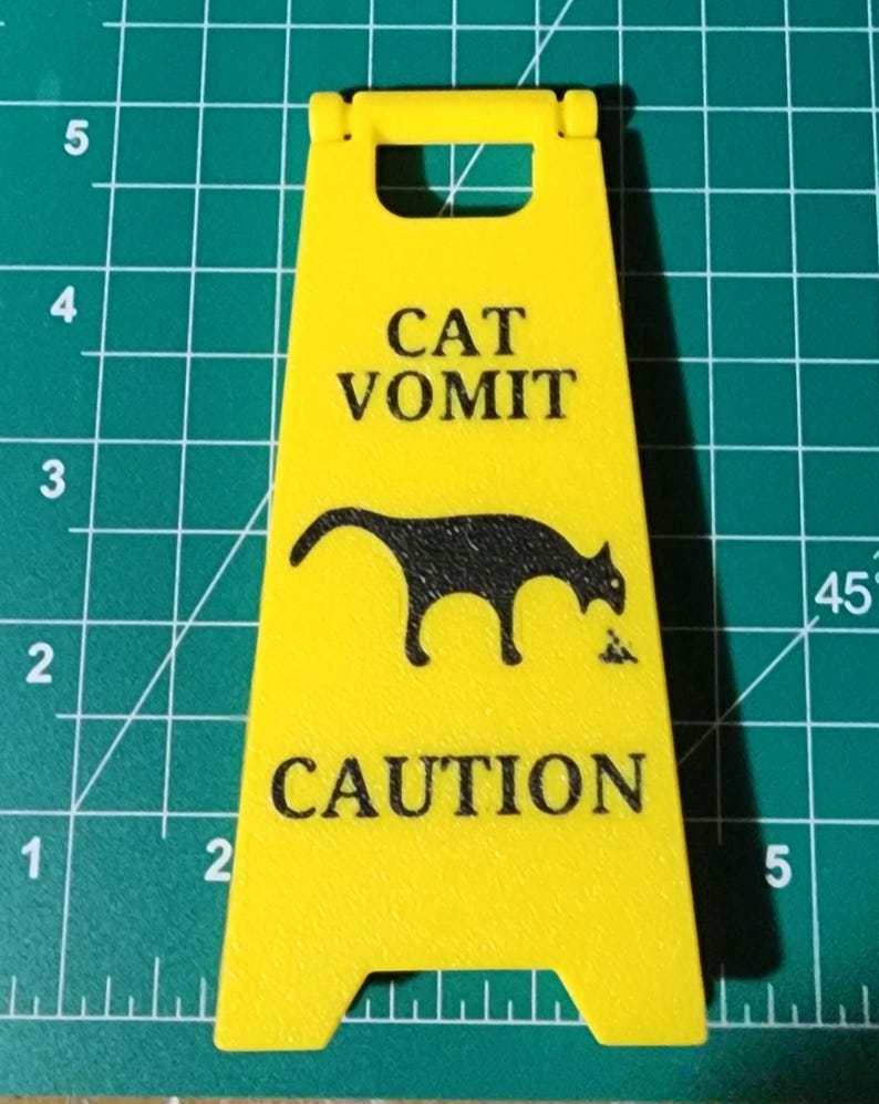 5 inch cat vomit wet floor sign GREAT STOCKING STUFFERS image 2