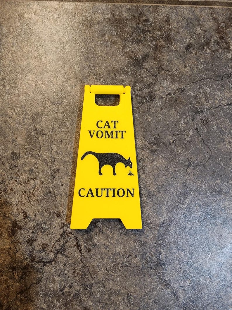 5 inch cat vomit wet floor sign GREAT STOCKING STUFFERS image 3