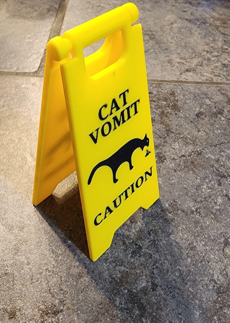 Cat Vomit (Wet Floor) Desk Sign