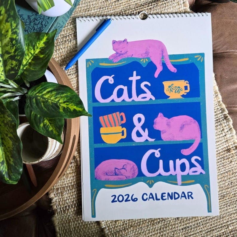 2026 Cats & Cups Illustrated Calendar 