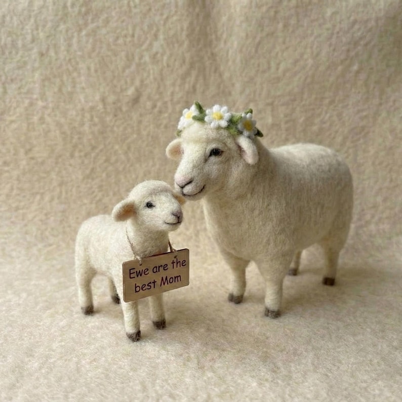 Needle Felted Sheep Mother and Baby