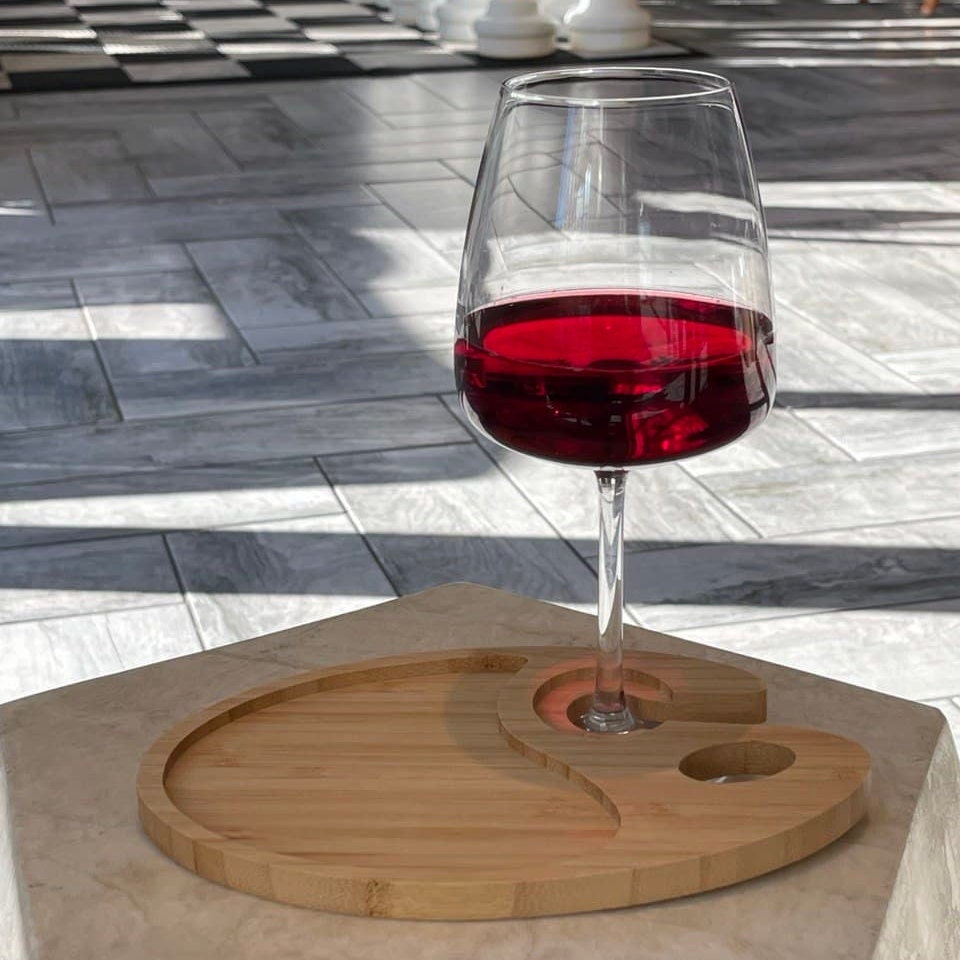 Bamboo Appetizer Plate & Wine Glass Holder