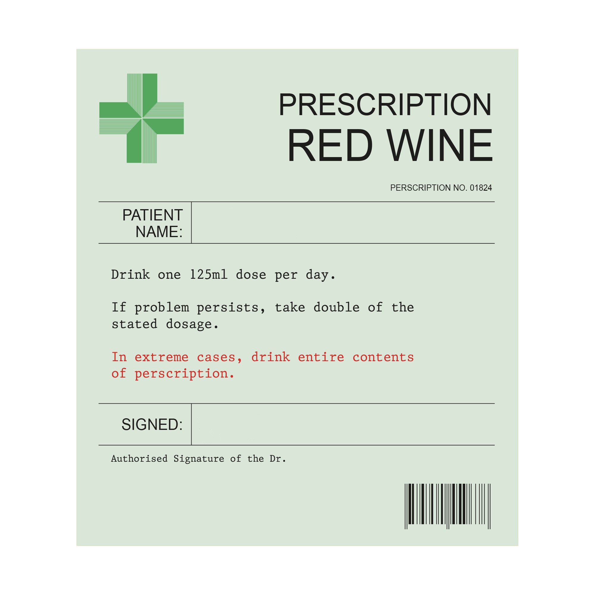 Funny Prescription Wine Label（Set of 3）