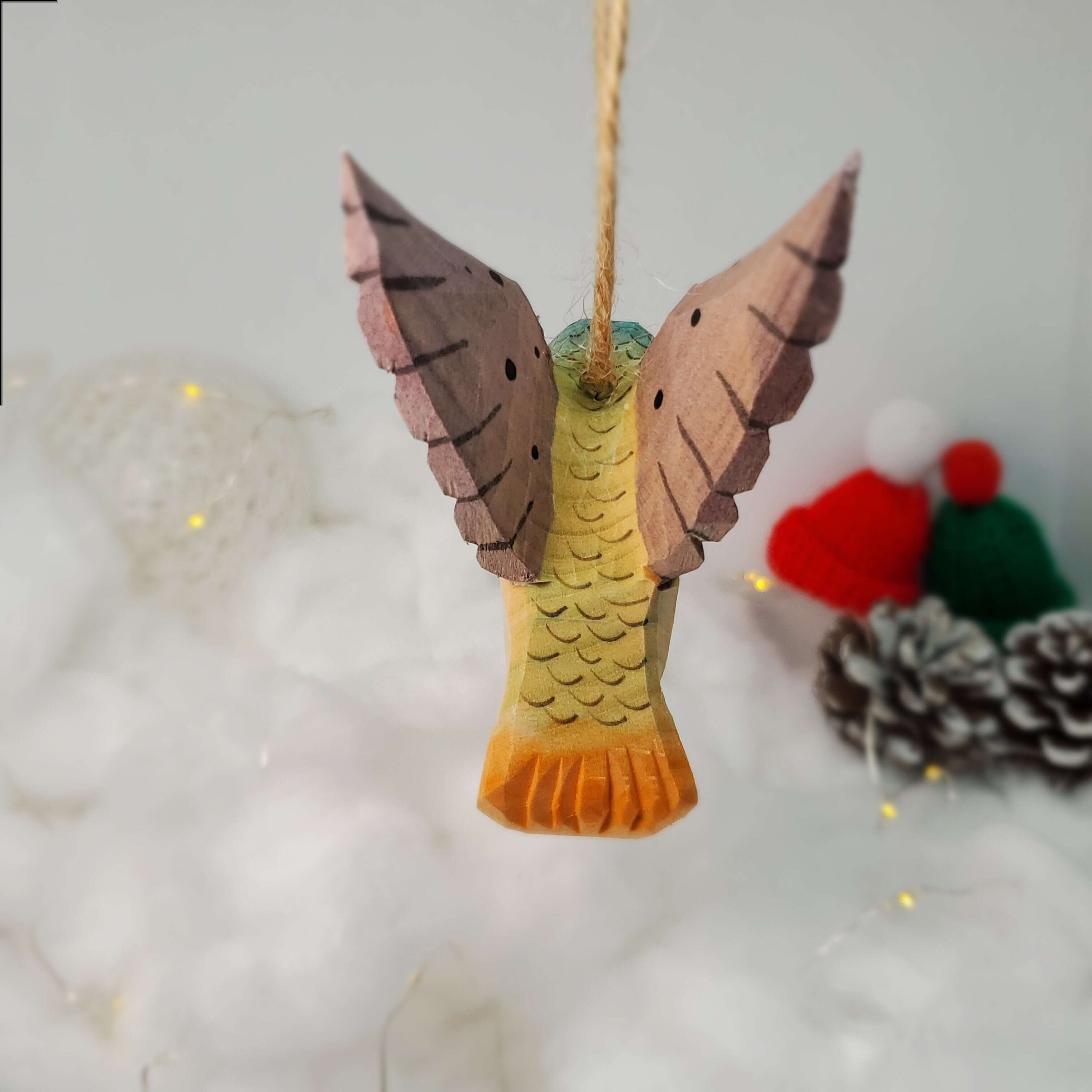 Wooden Hand Carved Painted Bird