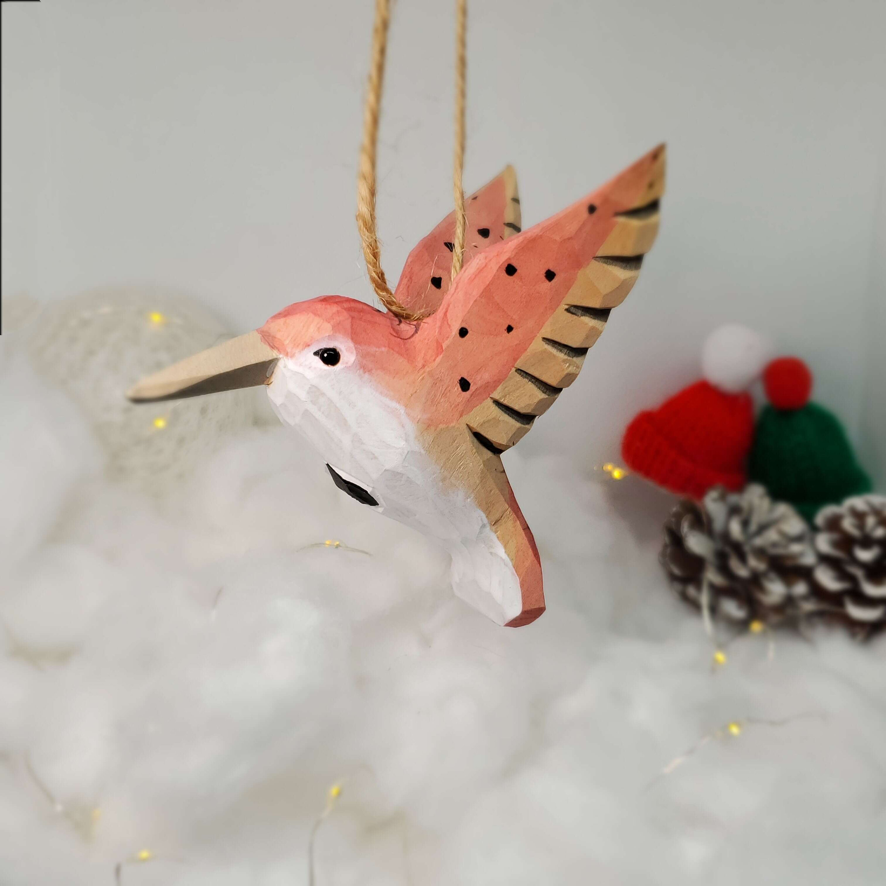 Wooden Hand Carved Painted Bird