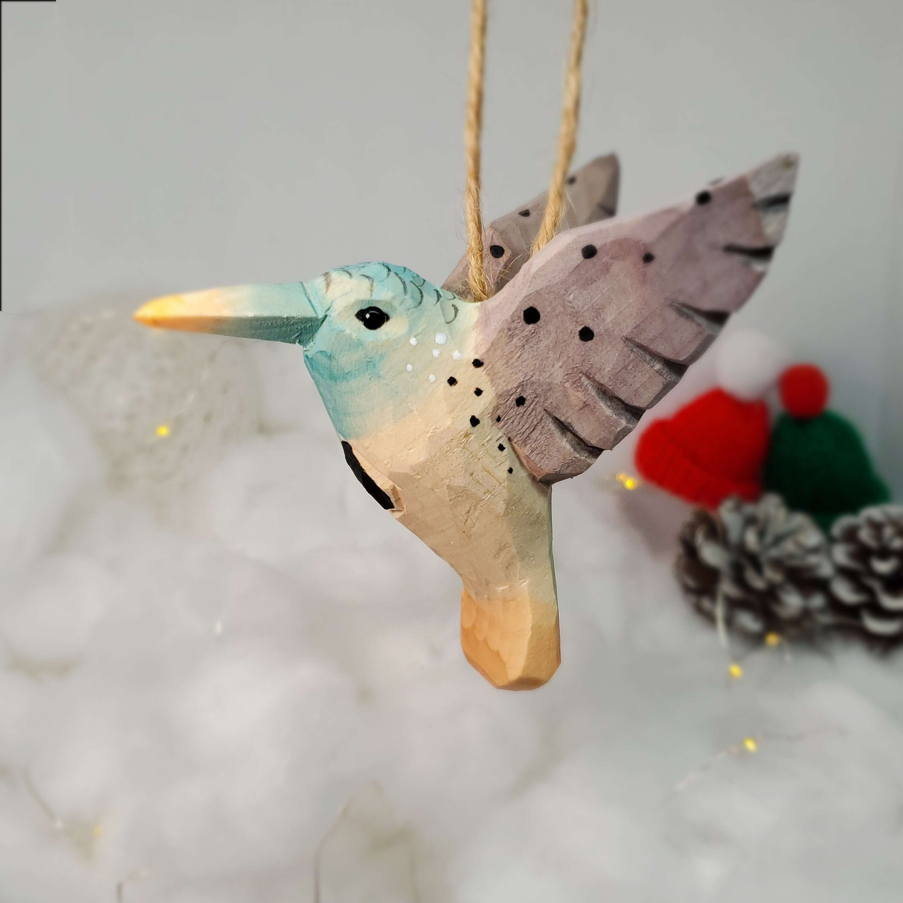 Wooden Hand Carved Painted Bird