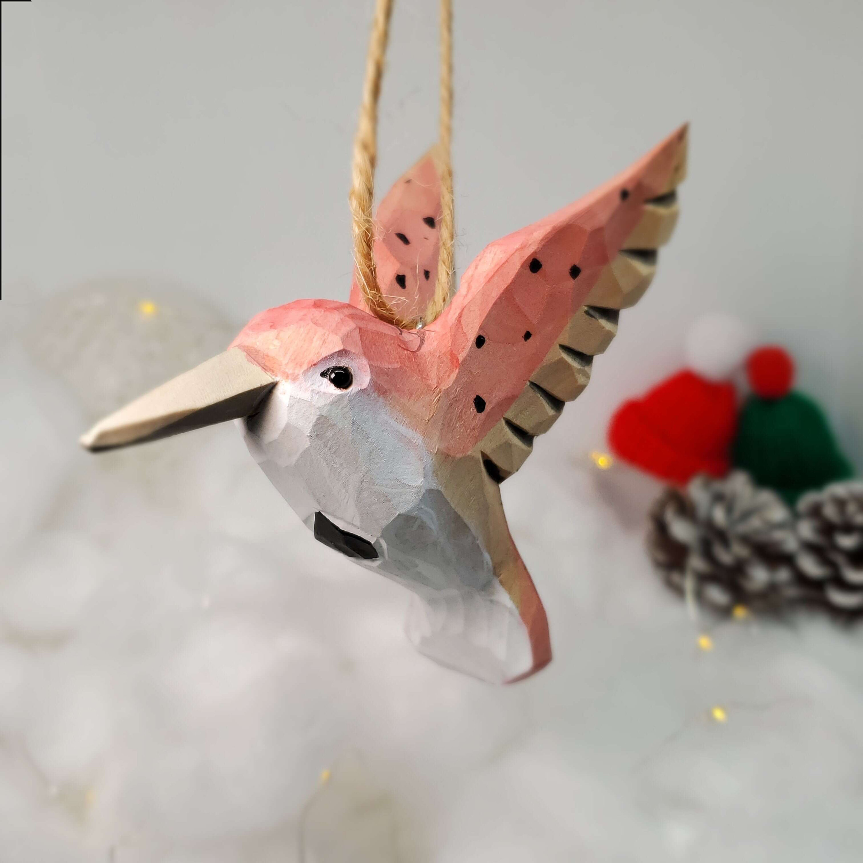 Wooden Hand Carved Painted Bird