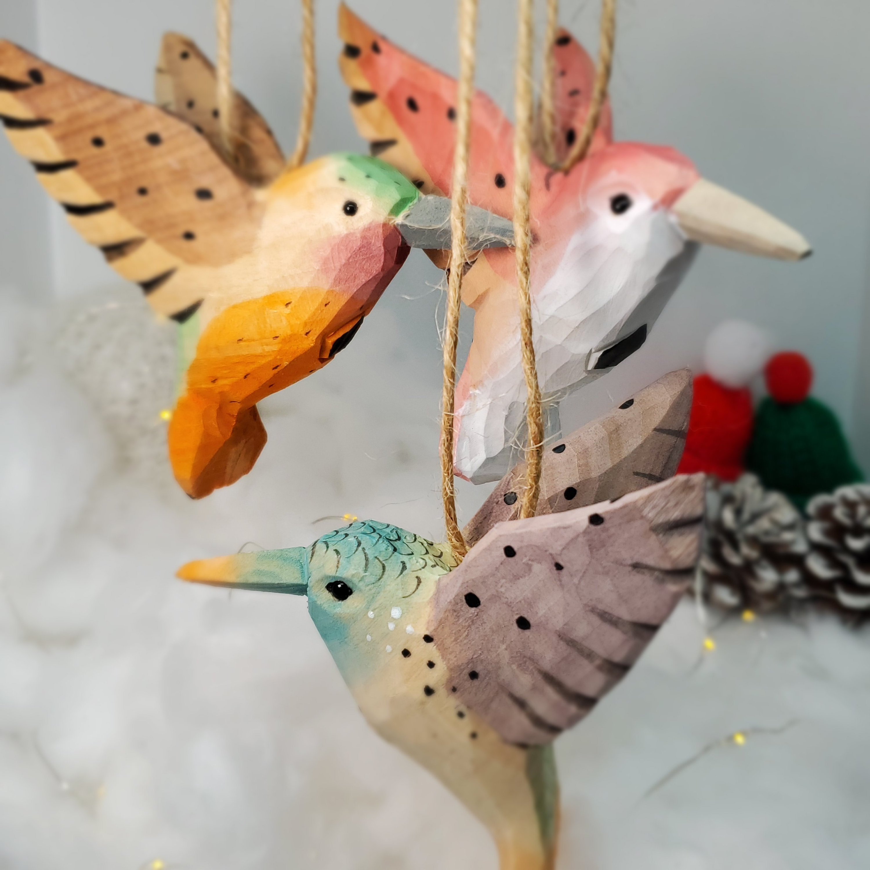 Wooden Hand Carved Painted Bird