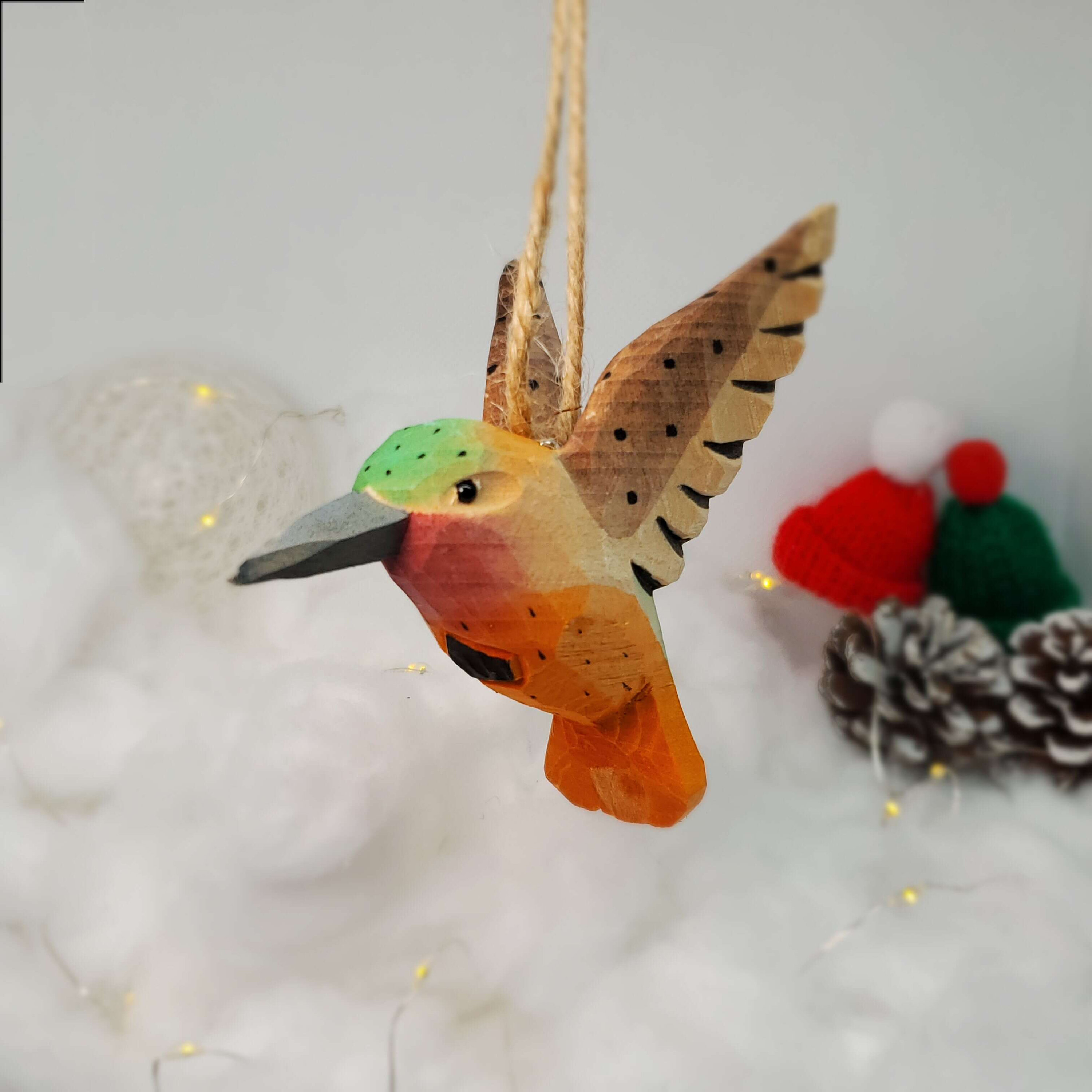 Wooden Hand Carved Painted Bird