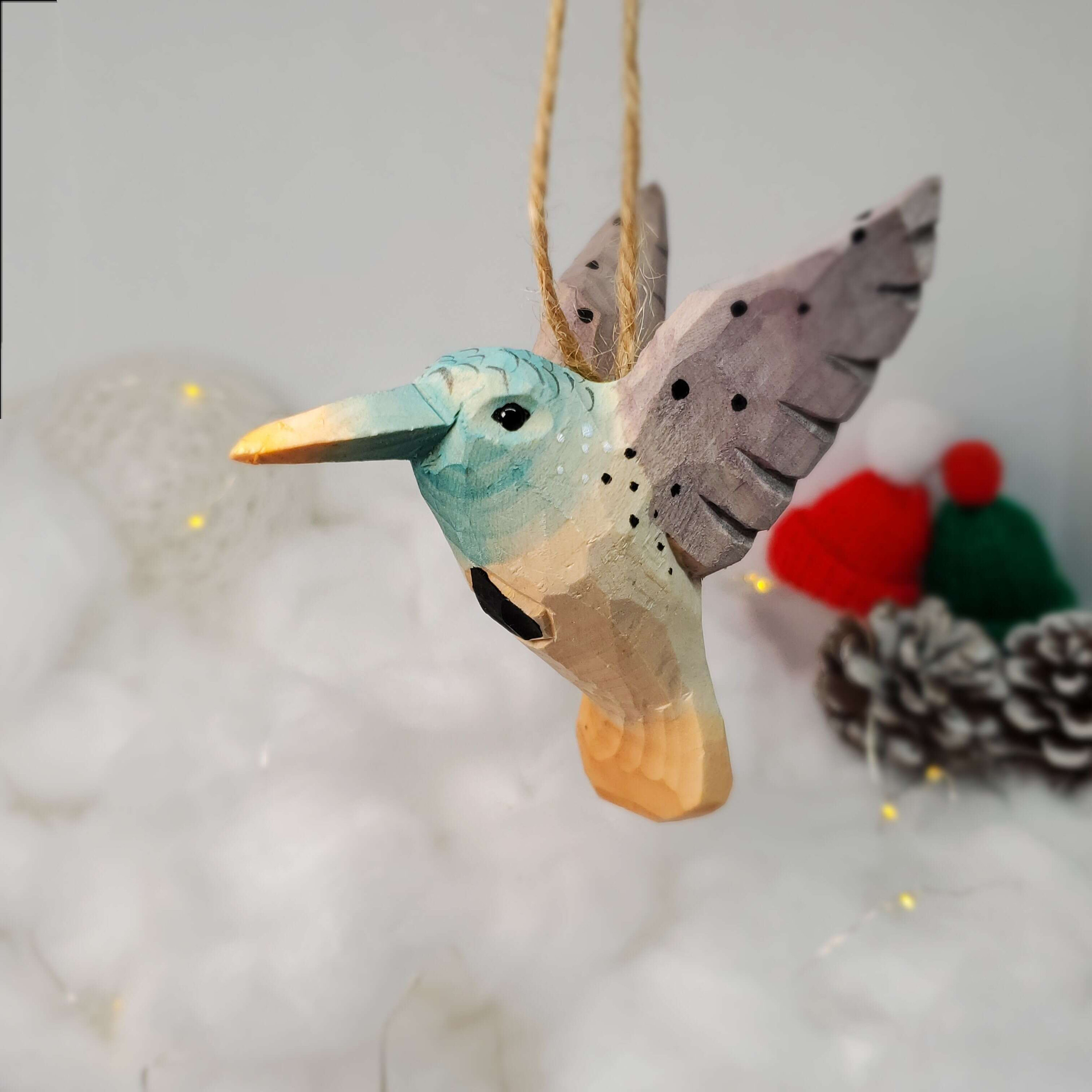 Wooden Hand Carved Painted Bird