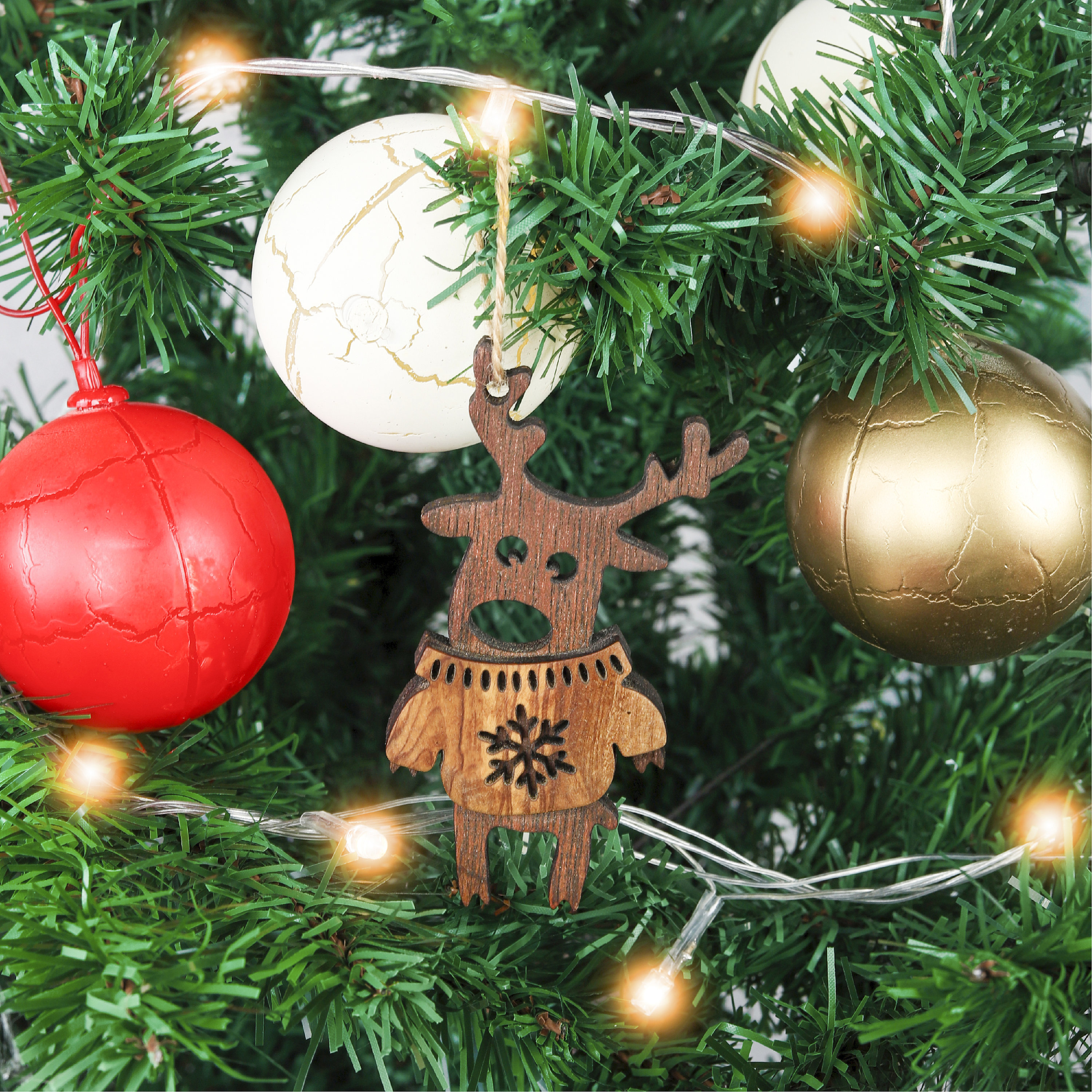 Handmade Olive Wooden Christmas Ornaments