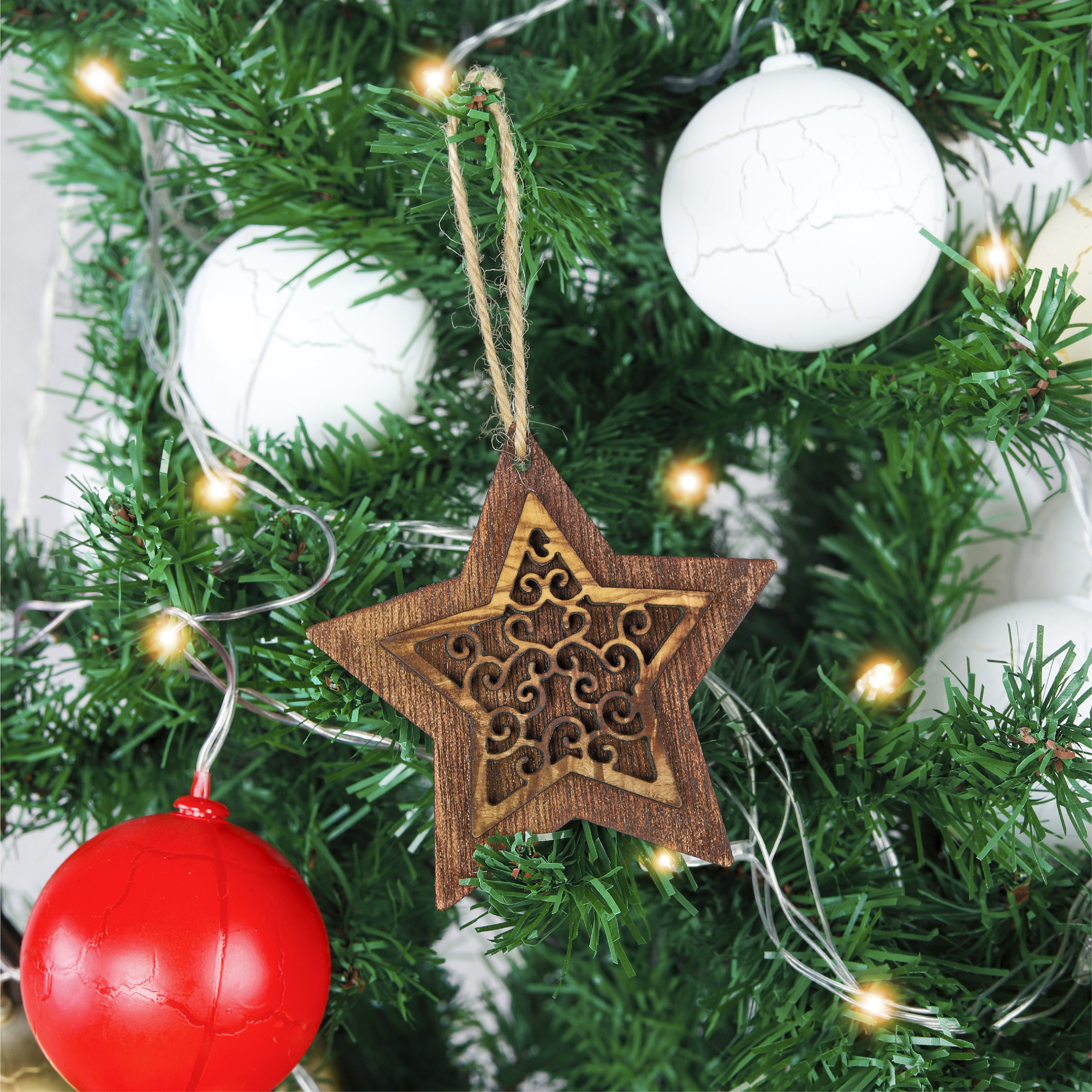 Handmade Olive Wooden Christmas Ornaments