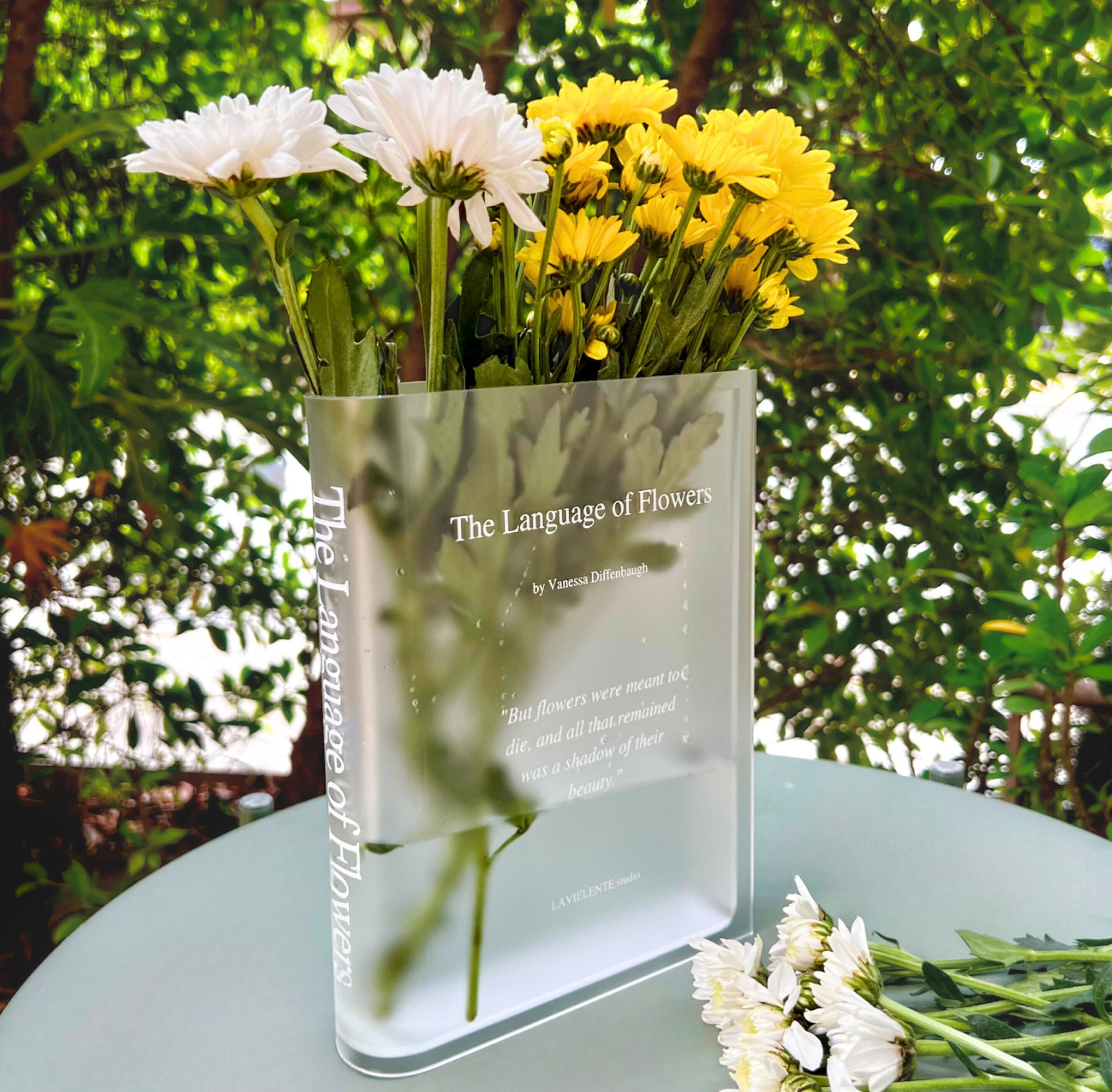 Acrylic Book Vase for Flowers Bookshelf Decor