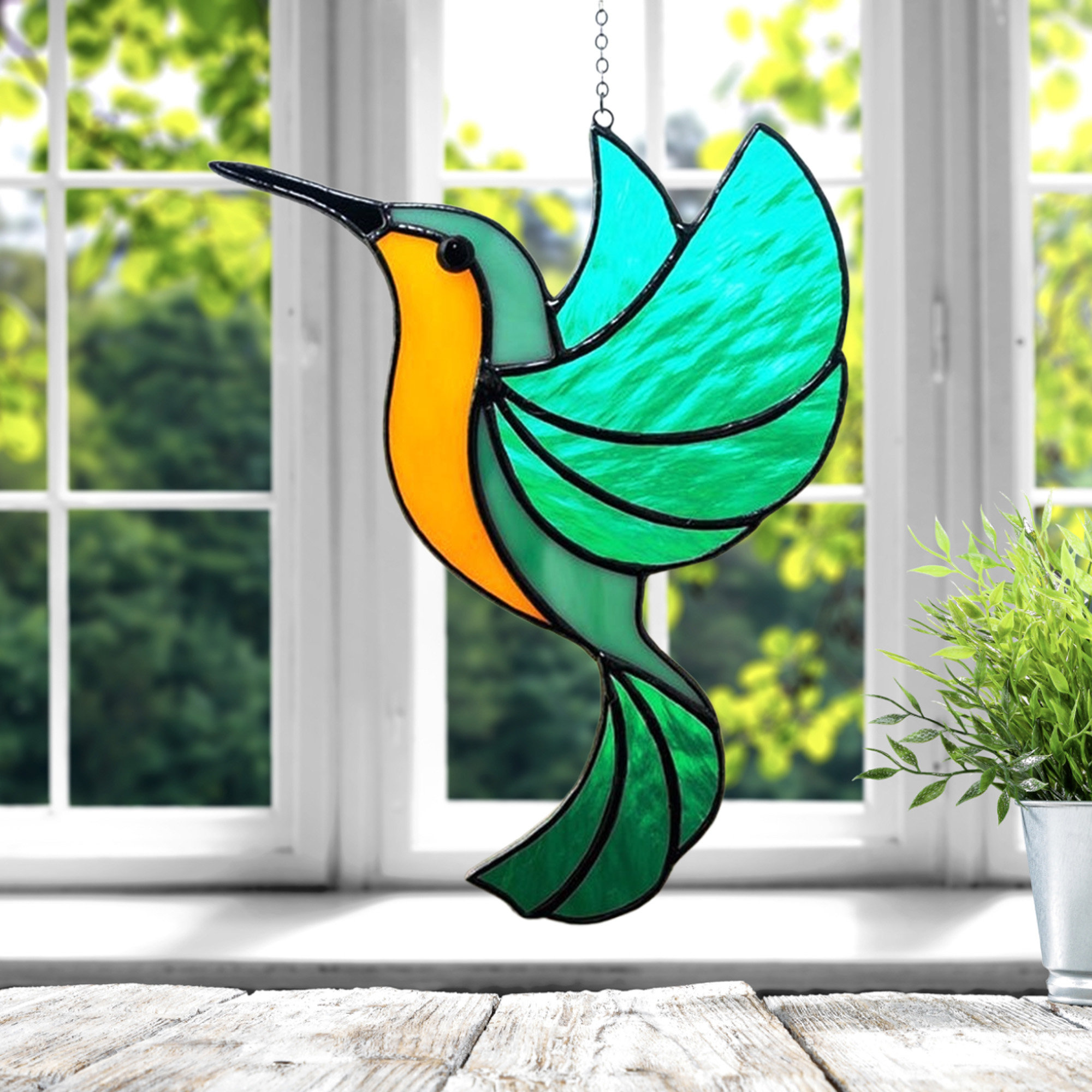 Handmade Hummingbird Stained Suncatcher