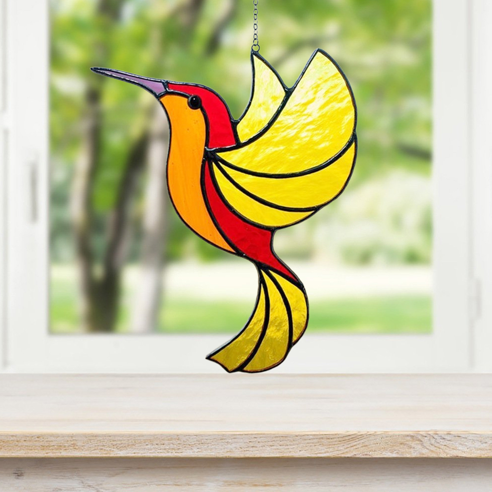 Handmade Hummingbird Stained Suncatcher