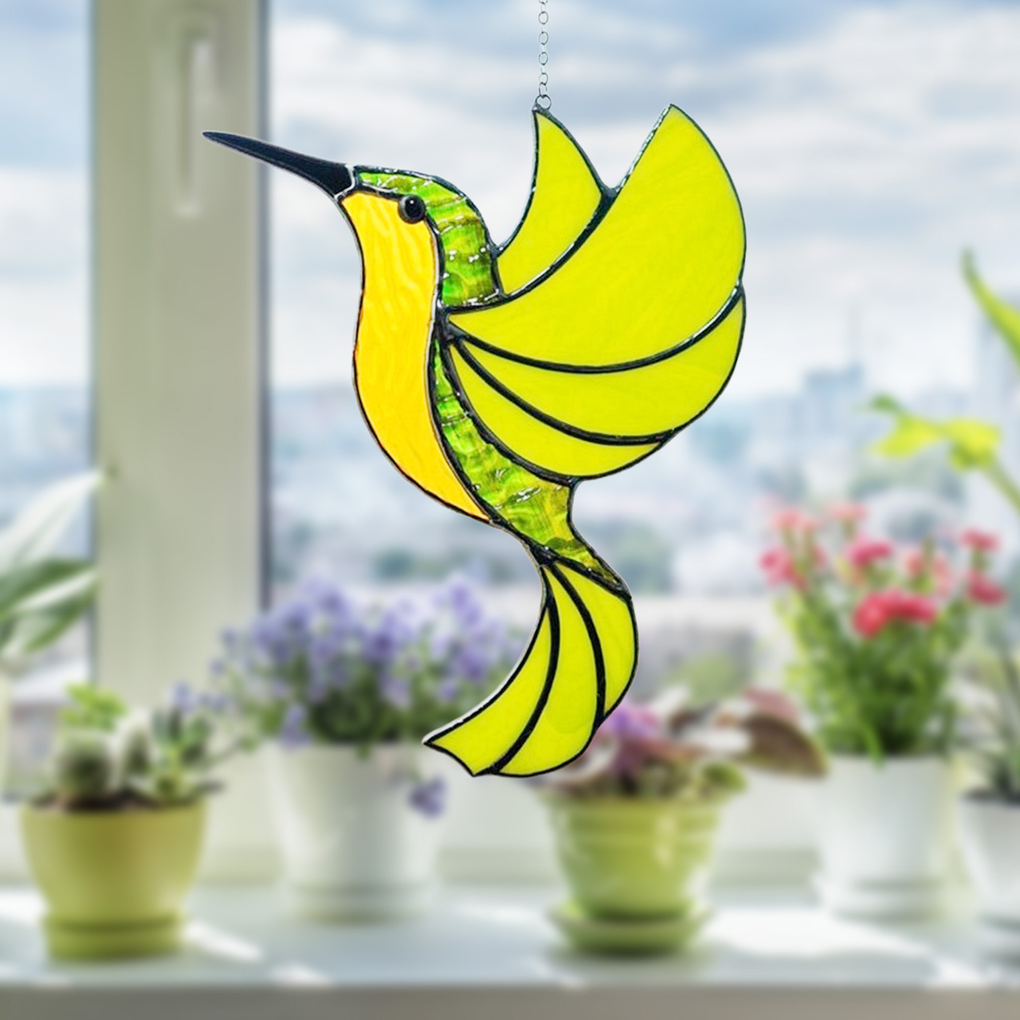 Handmade Hummingbird Stained Suncatcher