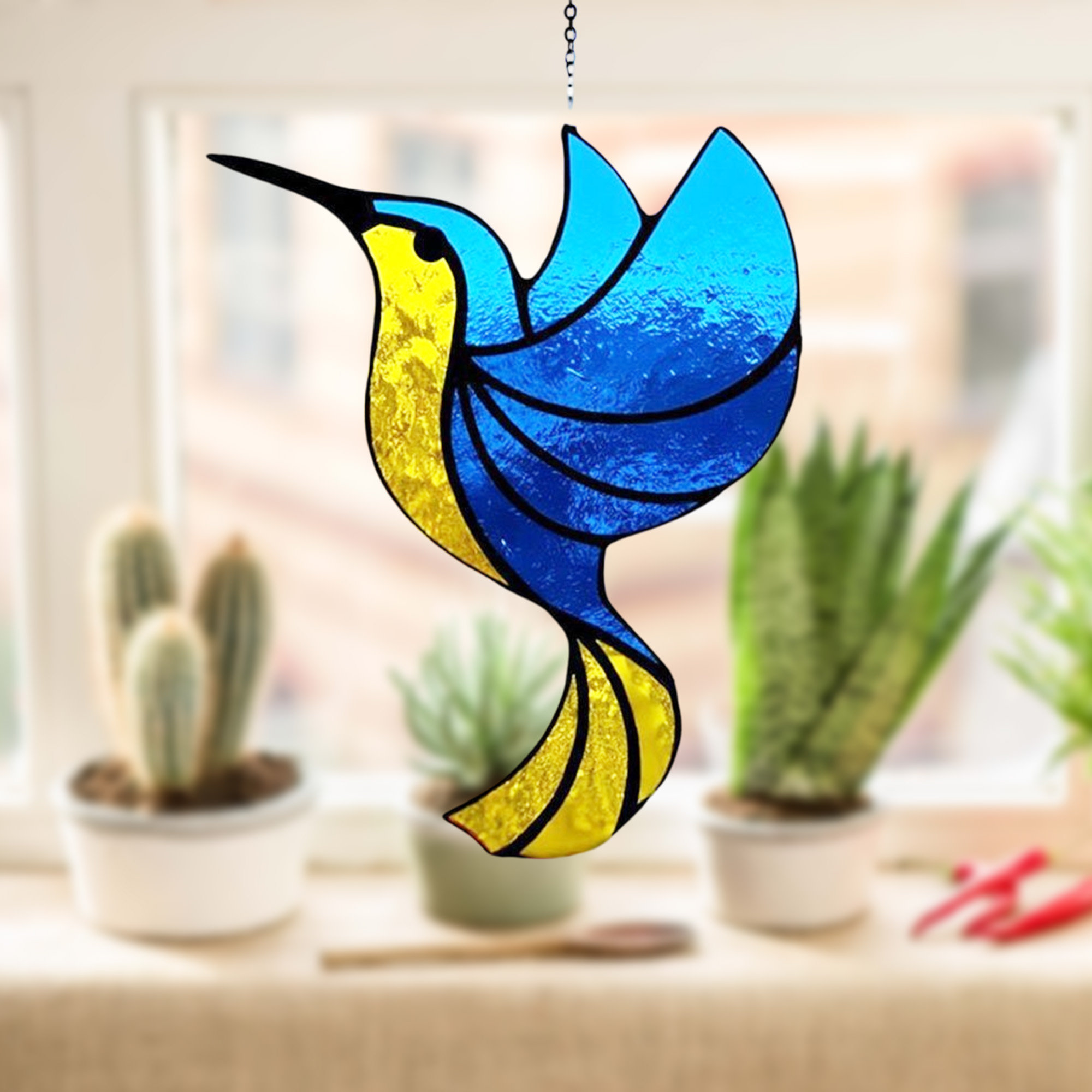 Handmade Hummingbird Stained Suncatcher