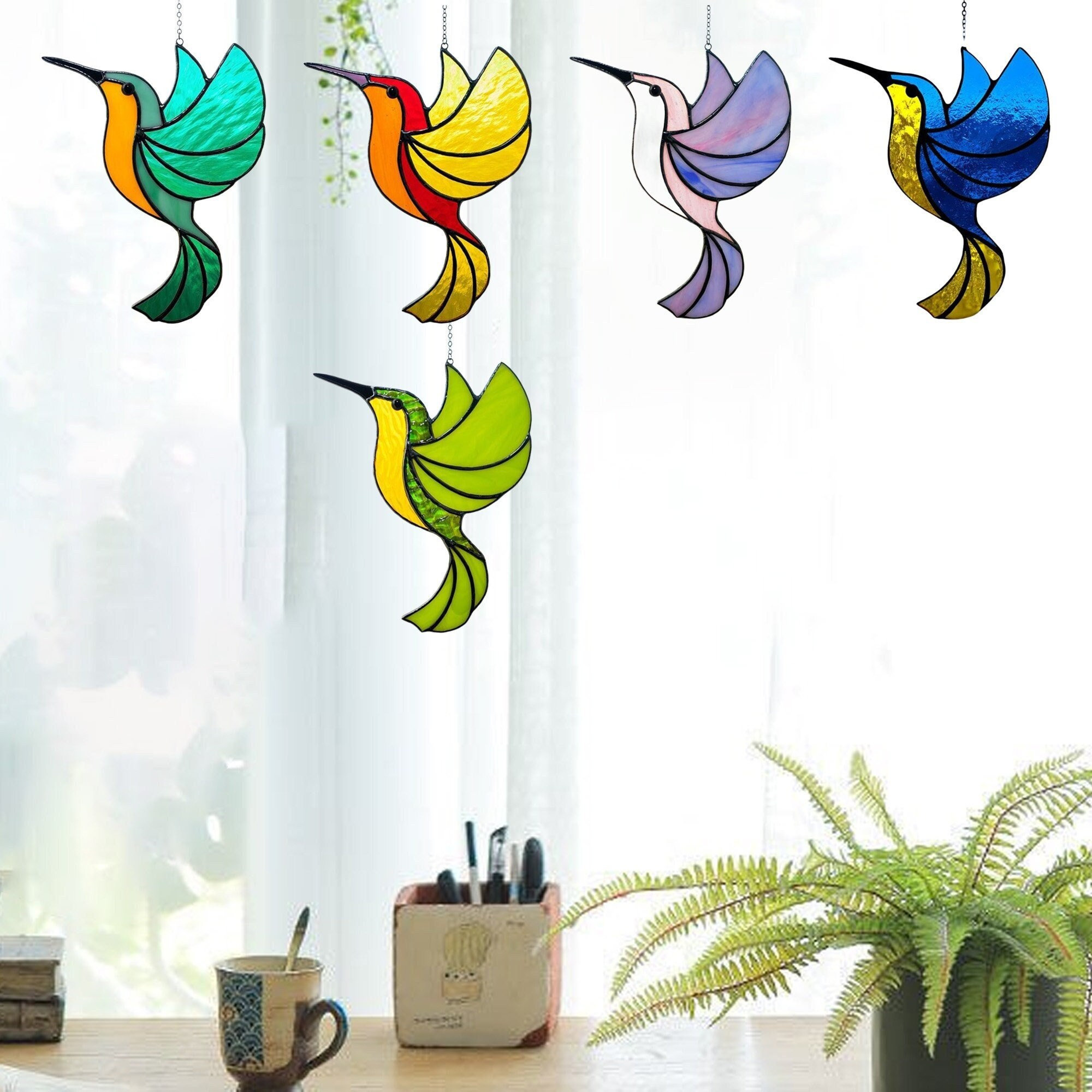 Handmade Hummingbird Stained Suncatcher