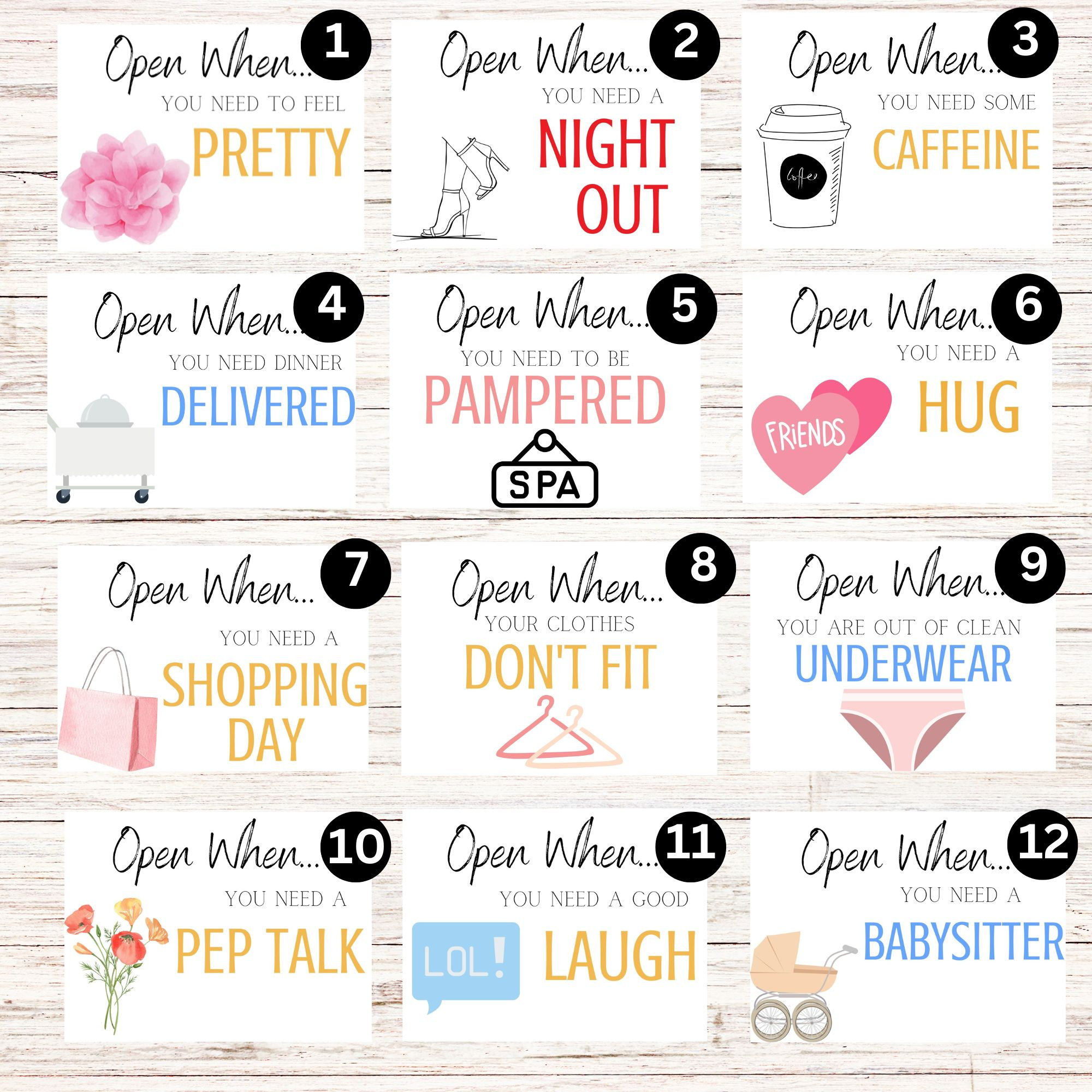 Open When Envelopes for New Moms