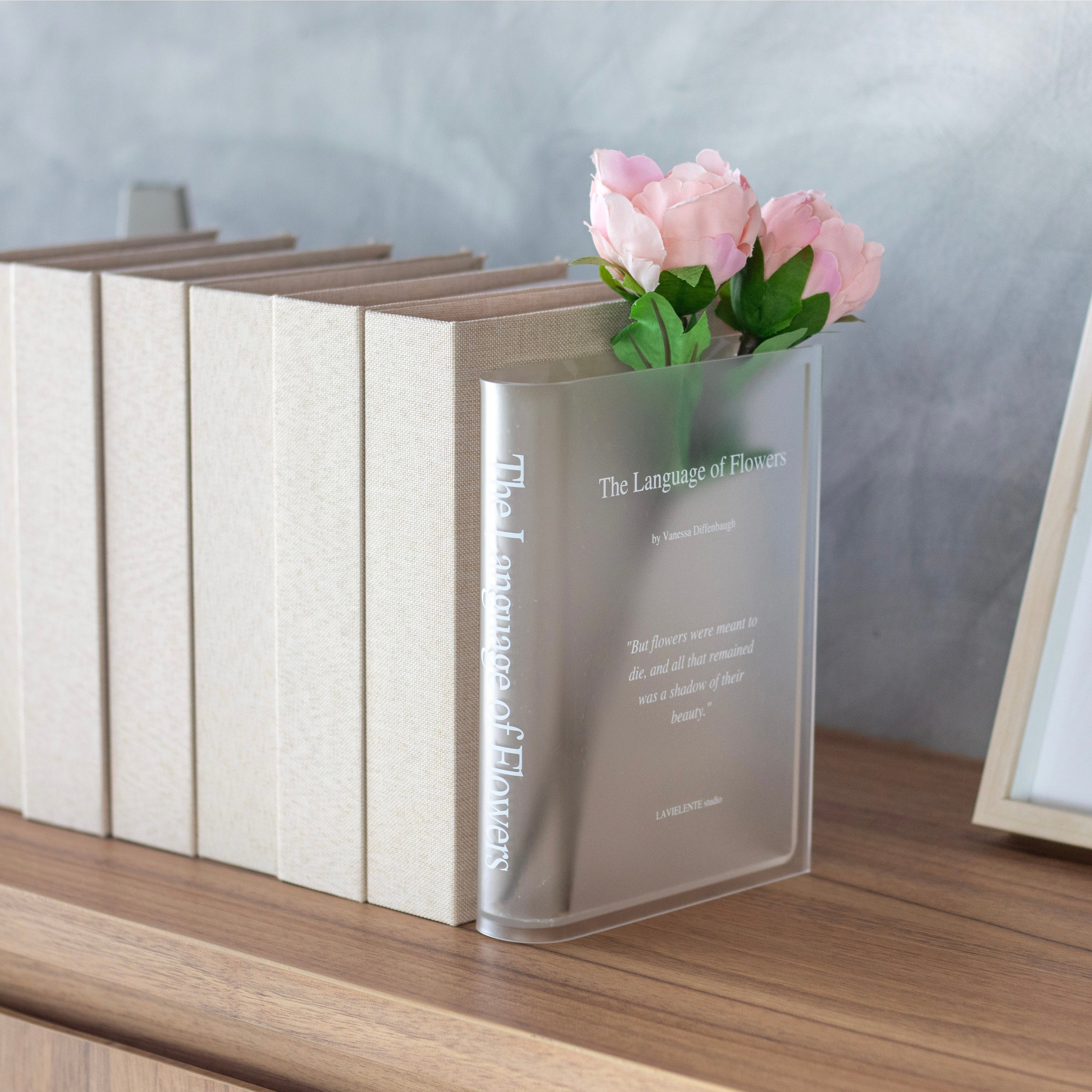 Acrylic Book Vase for Flowers Bookshelf Decor