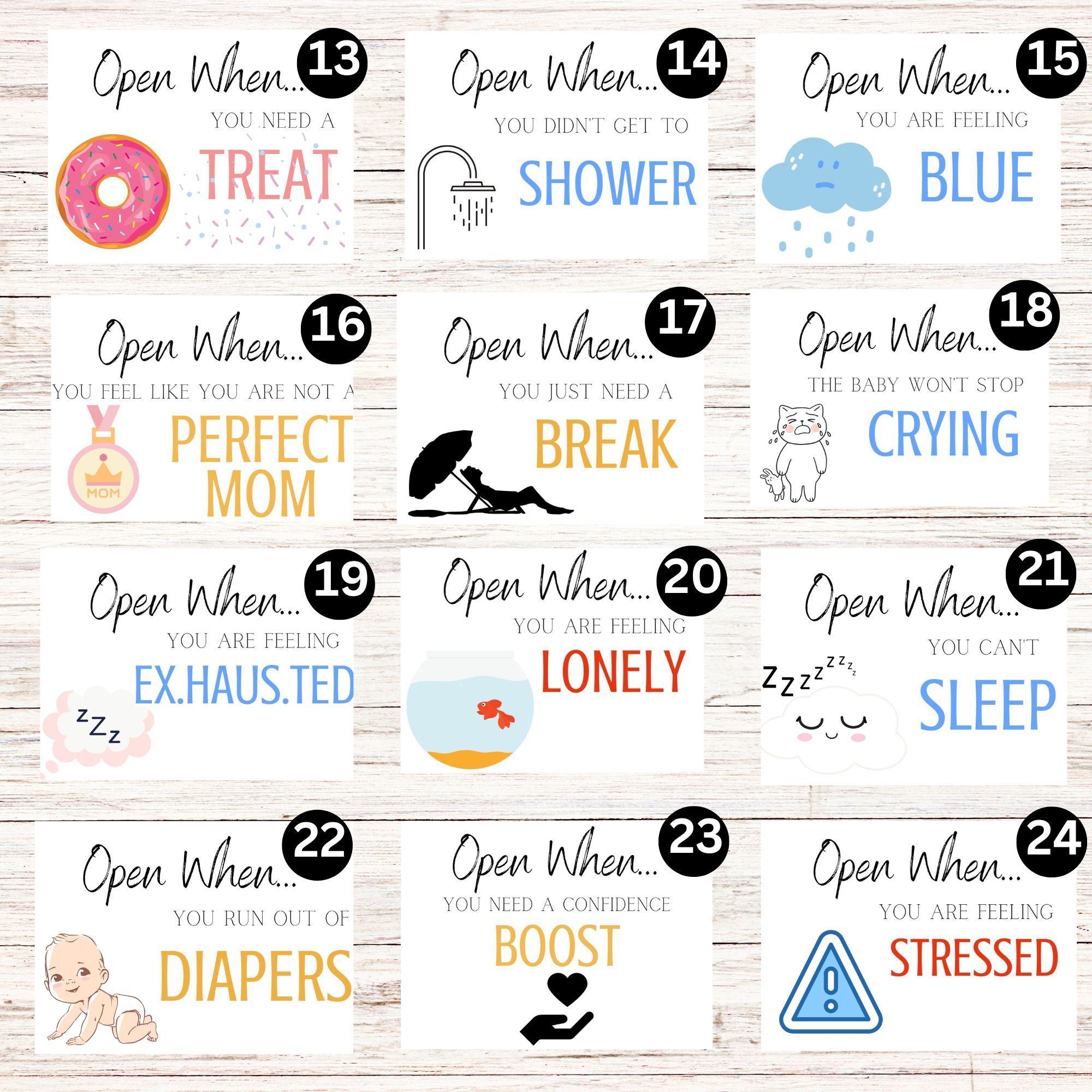 Open When Envelopes for New Moms