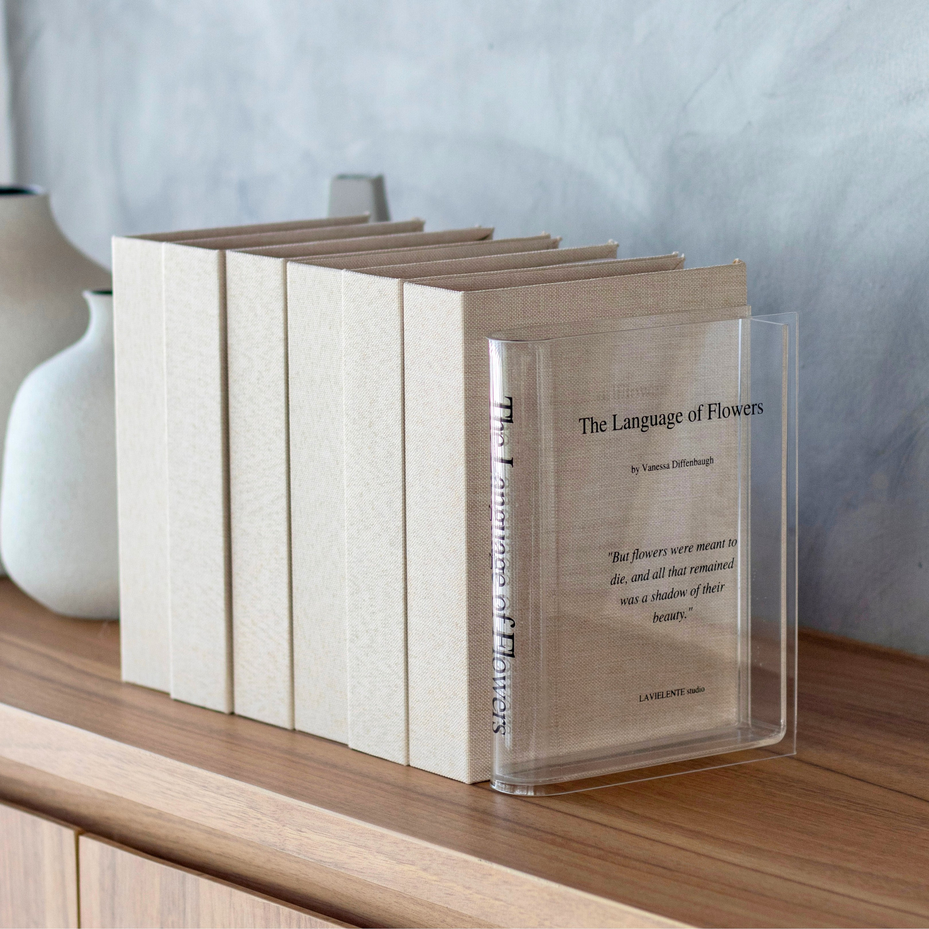 Acrylic Book Vase for Flowers Bookshelf Decor