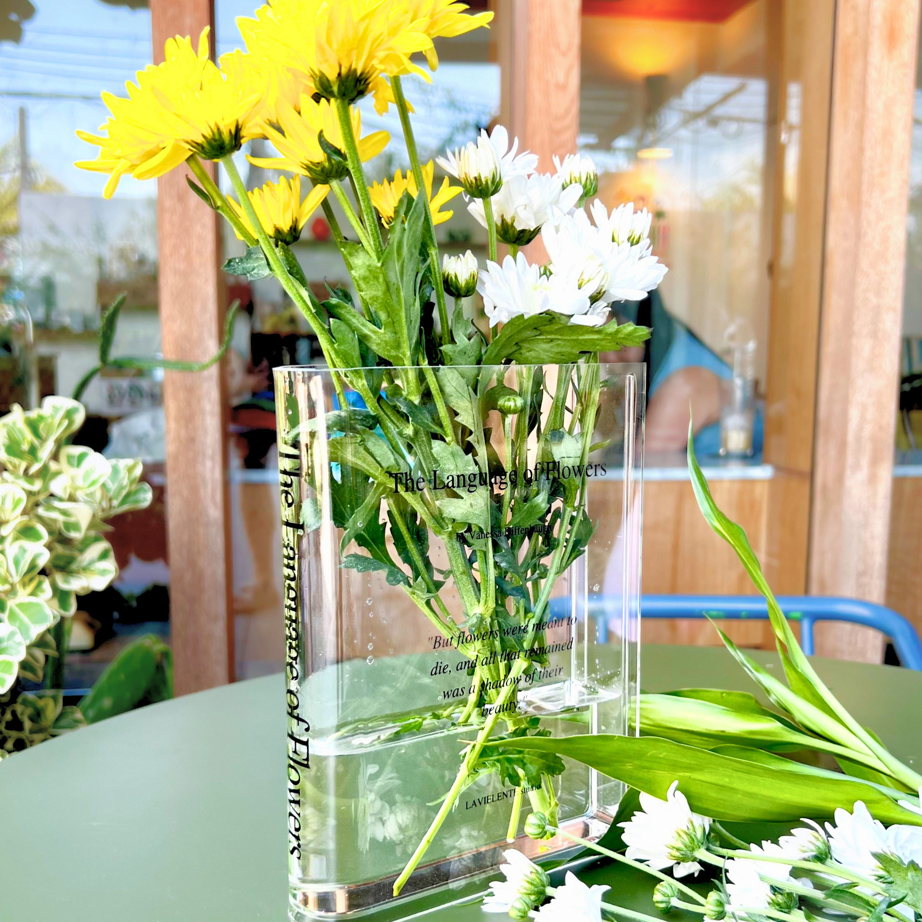 Acrylic Book Vase for Flowers Bookshelf Decor