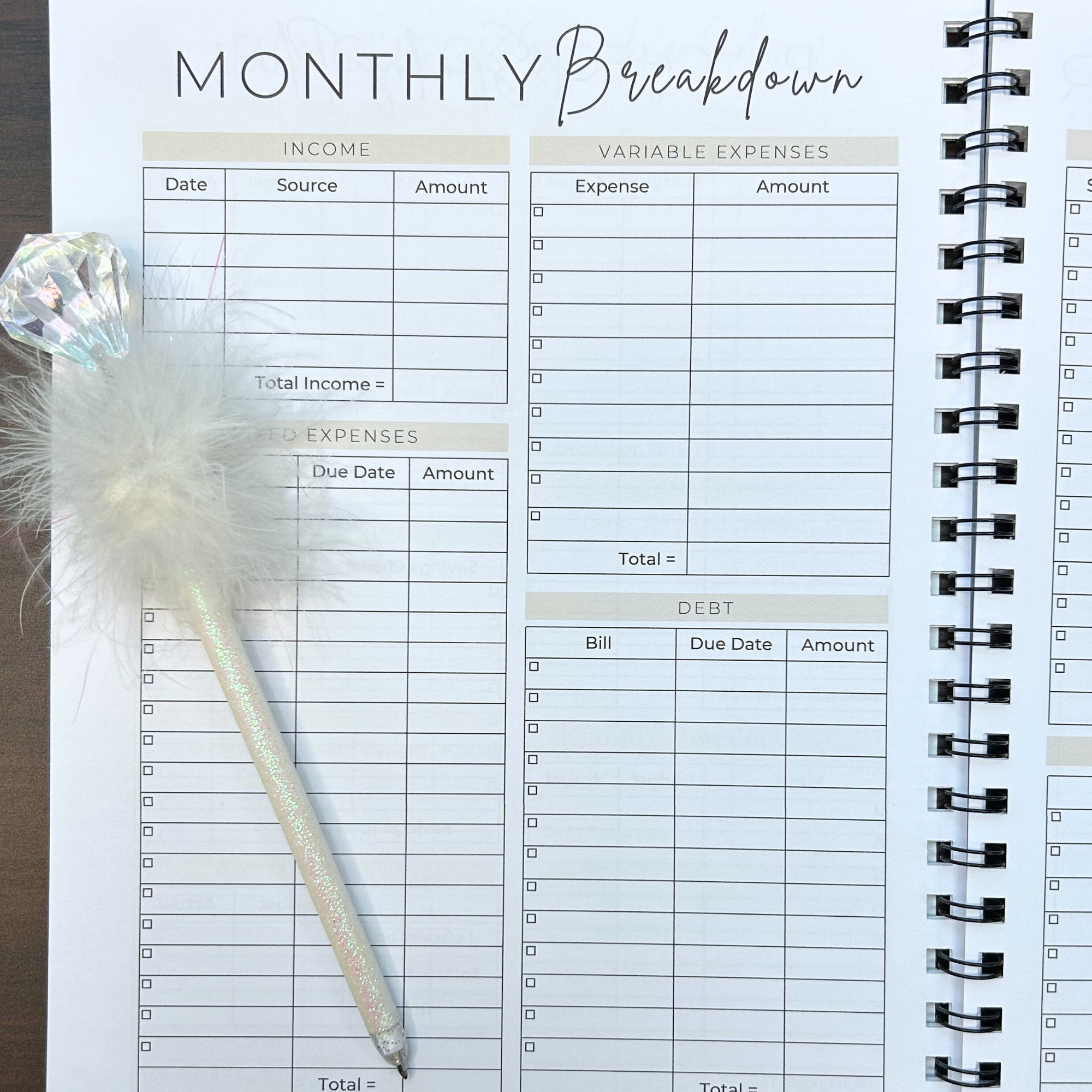 Undated 12 Month Budget Planner