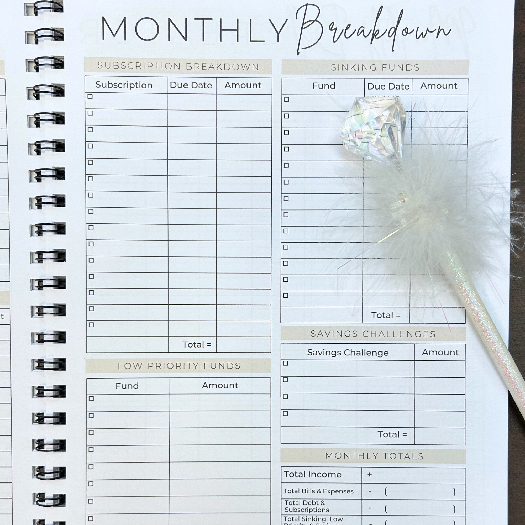 Undated 12 Month Budget Planner