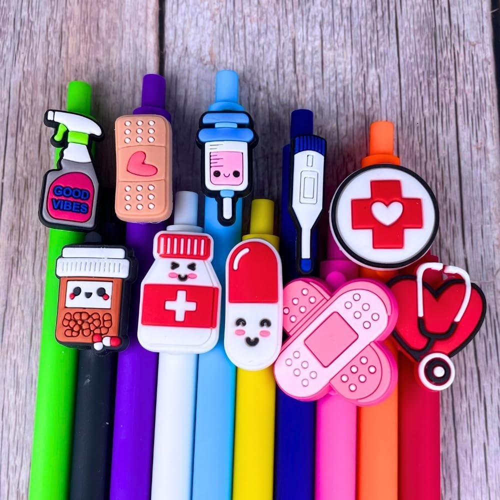 10 PC Cute Nursing Pens Set in Bulk with Heart and Syringe 