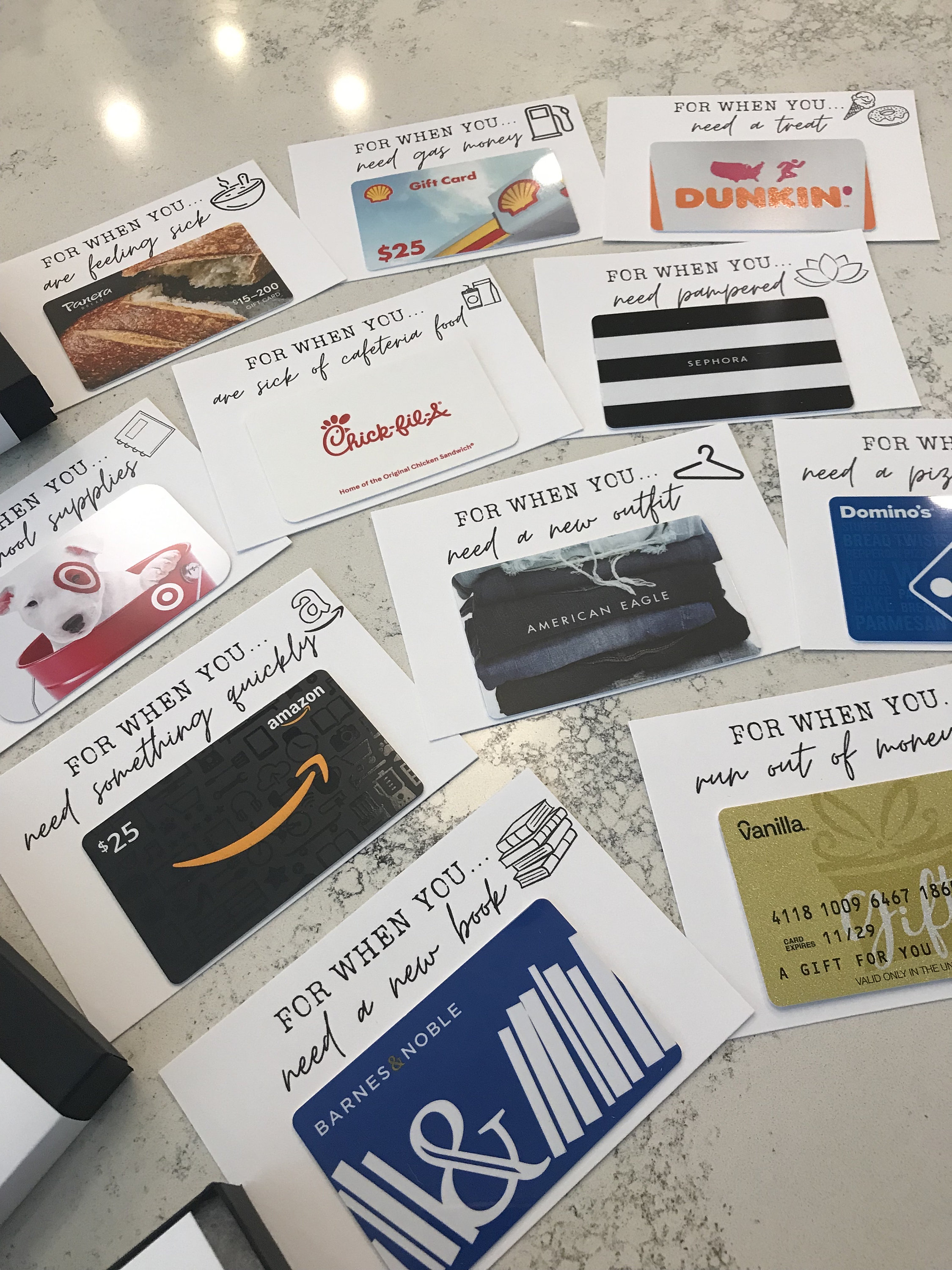 College Gift Card Care Package