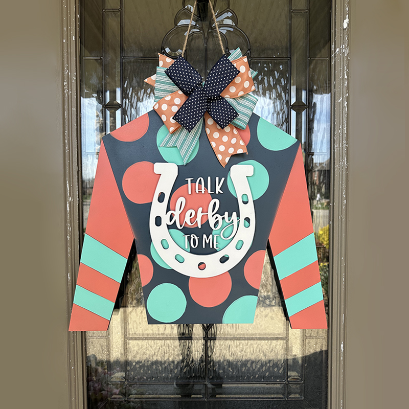 Handcrafted Kentucky Derby Jockey Silk Door Hanger