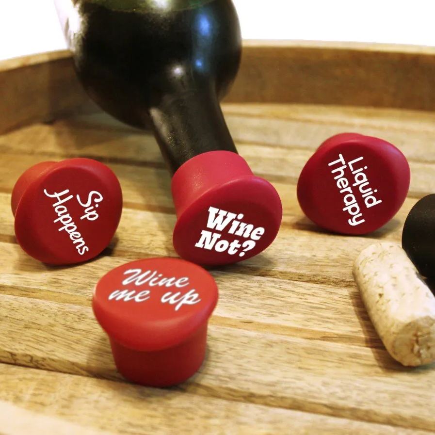 Set of 5 Funny Silicone Wine Bottle Stopper
