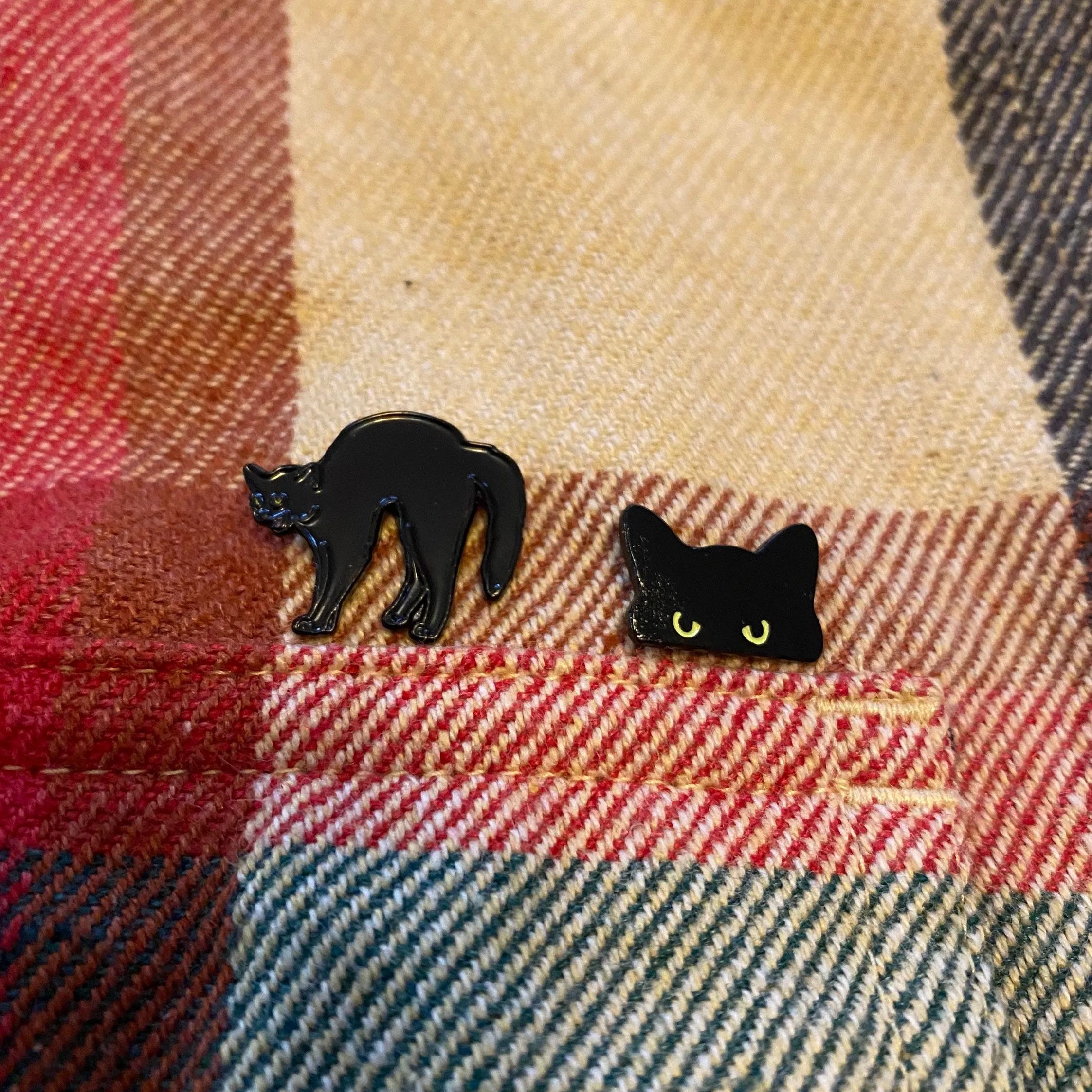 Tiny Black Cat Enamel Pin