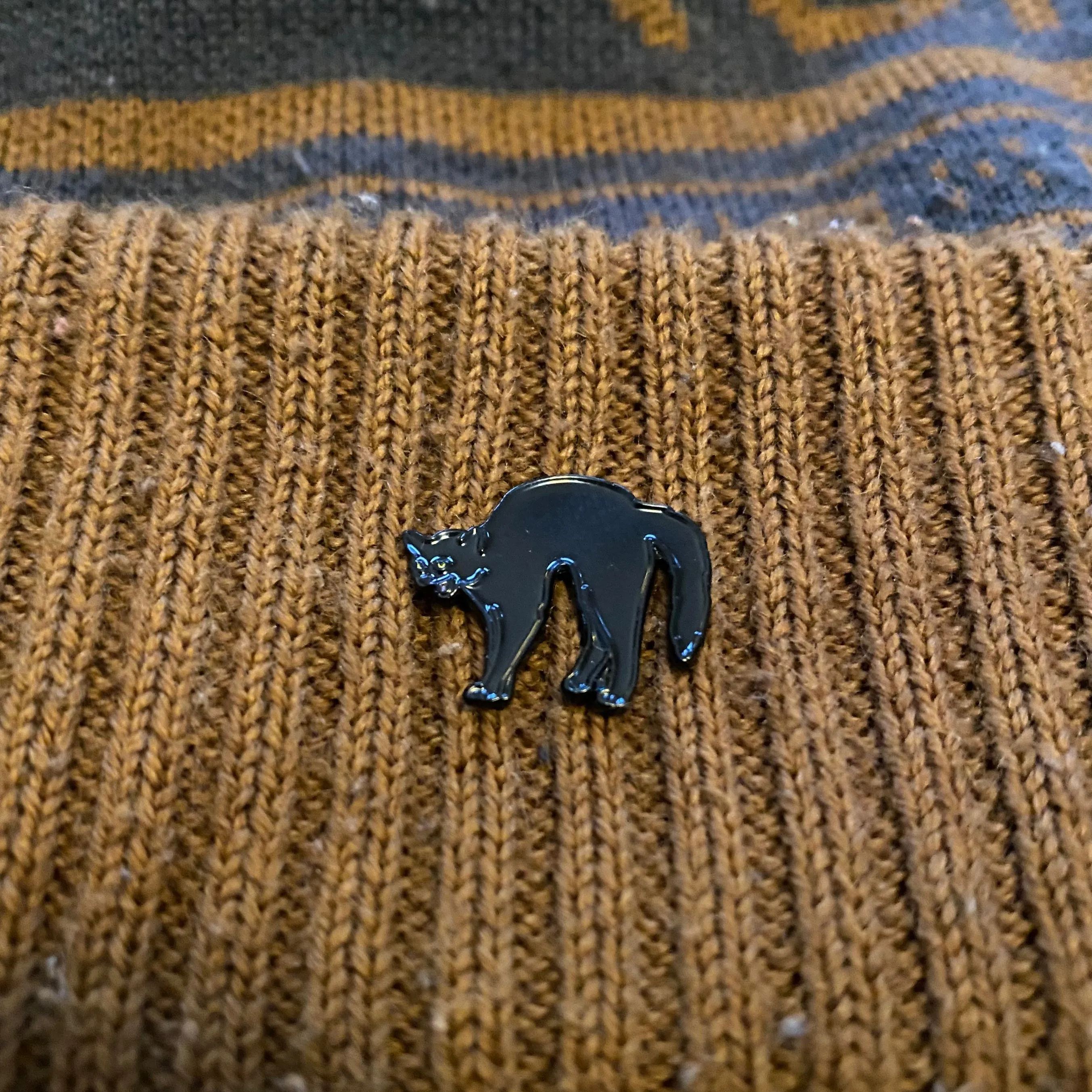 Tiny Black Cat Enamel Pin