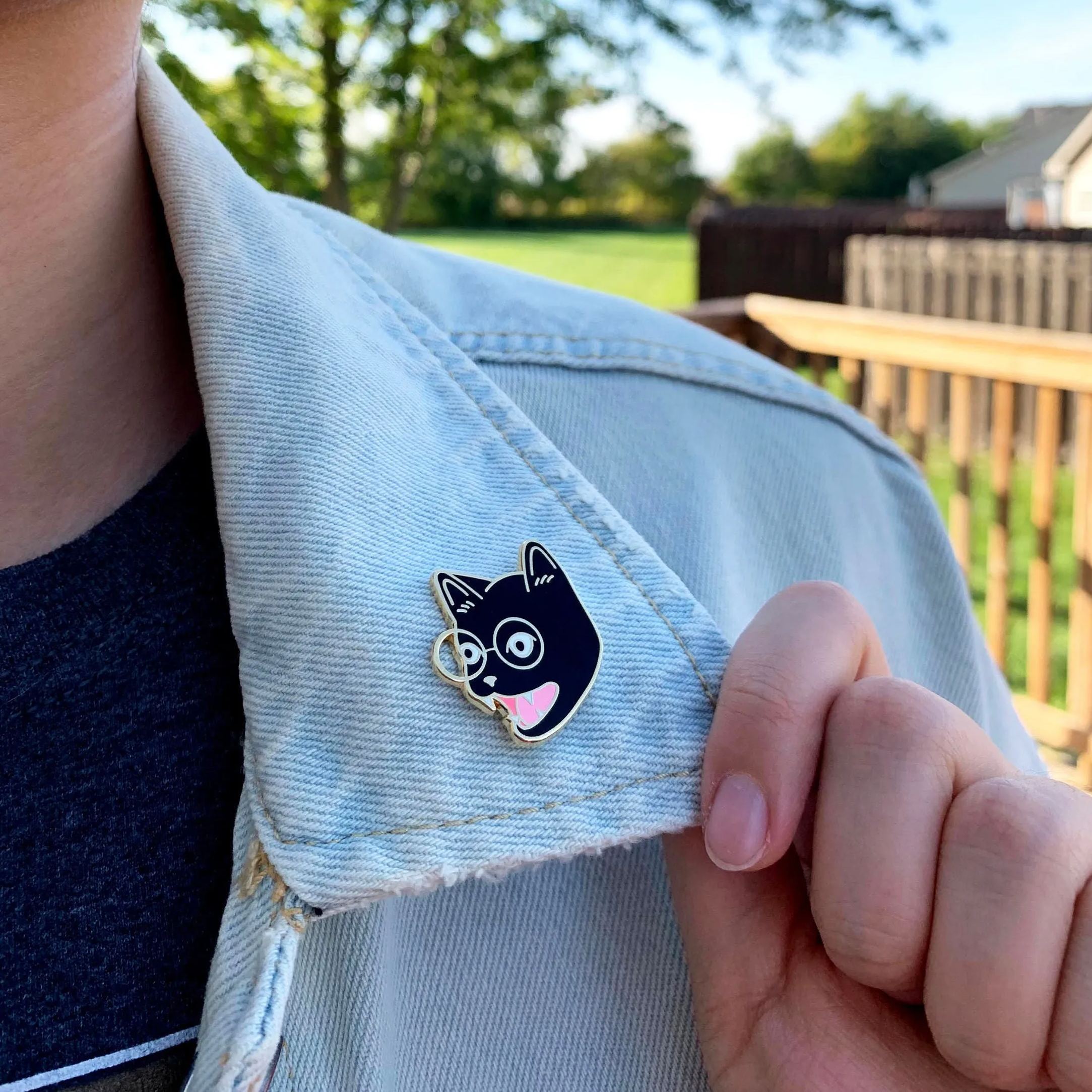 Tiny Black Cat Enamel Pin