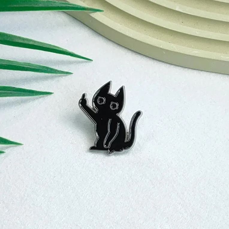 Tiny Black Cat Enamel Pin