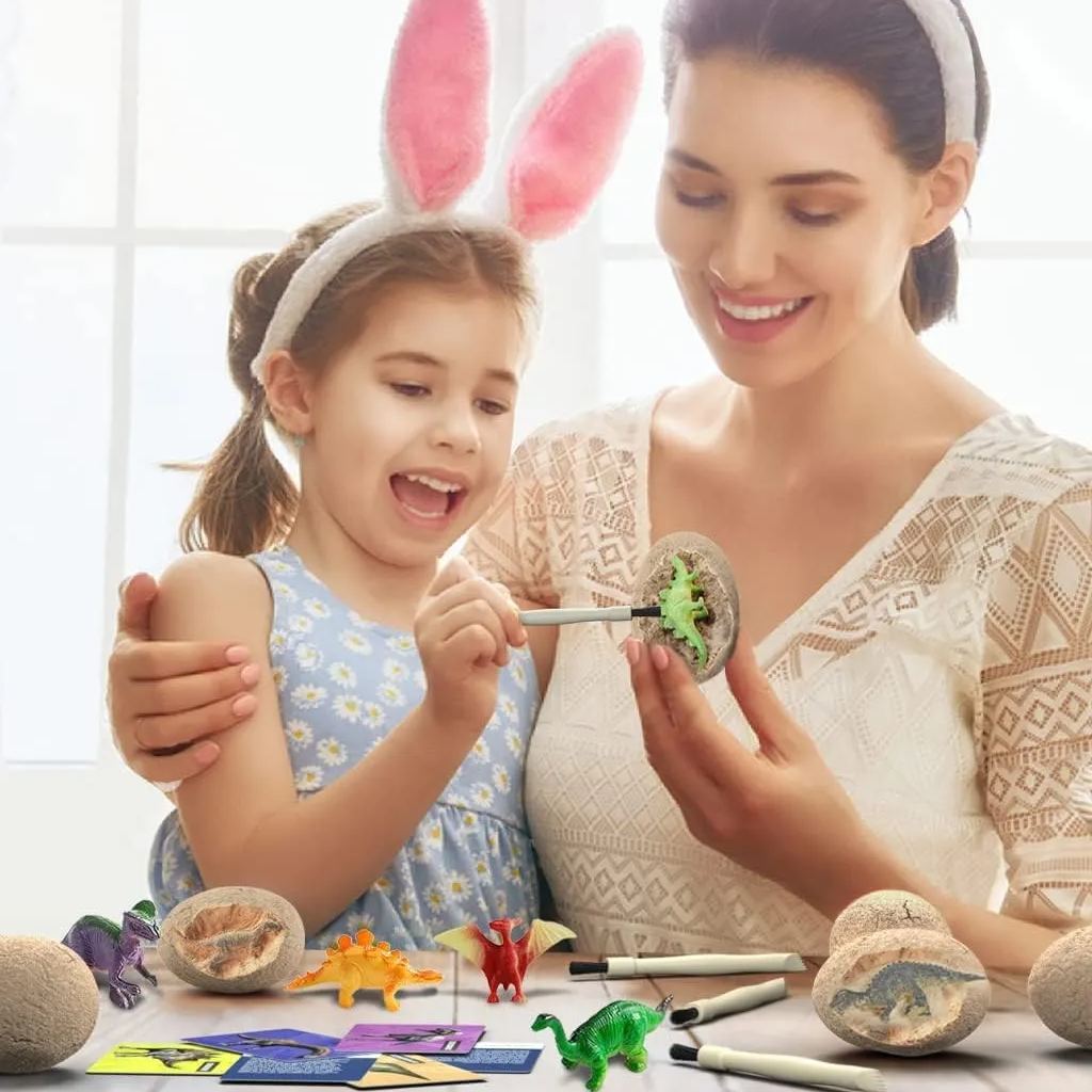 Dino Eggs Dig Kit with Toys for Kids - 12 Unique Dinosaur Eggs