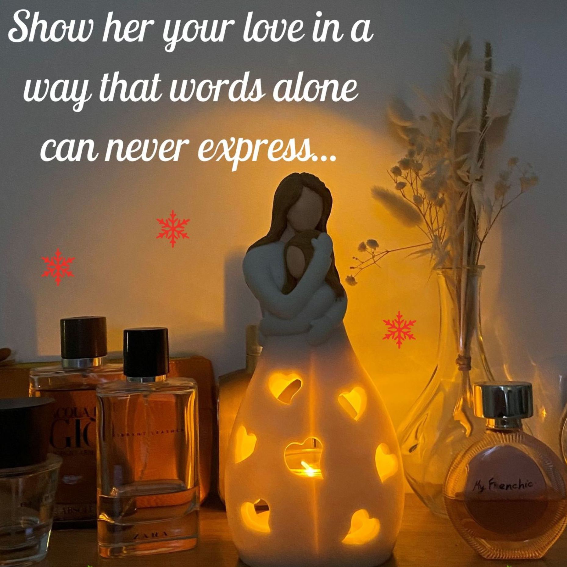 Mom & Daughter's Love Candle Holder Statue