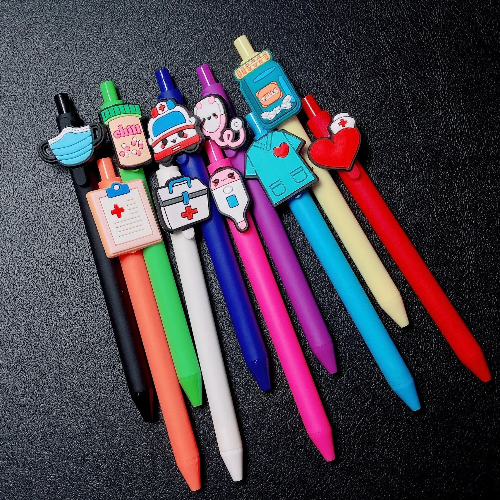 10 PC Cute Nursing Pens Set in Bulk with Heart and Syringe 