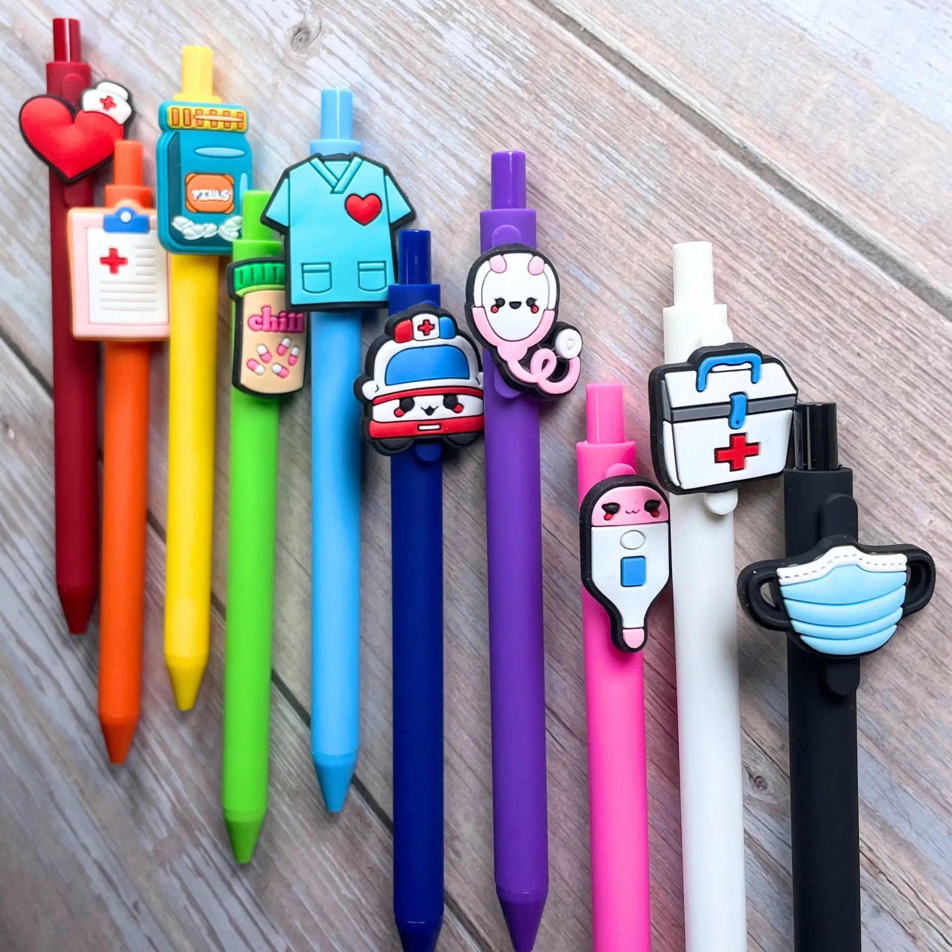 10 PC Cute Nursing Pens Set in Bulk with Heart and Syringe 