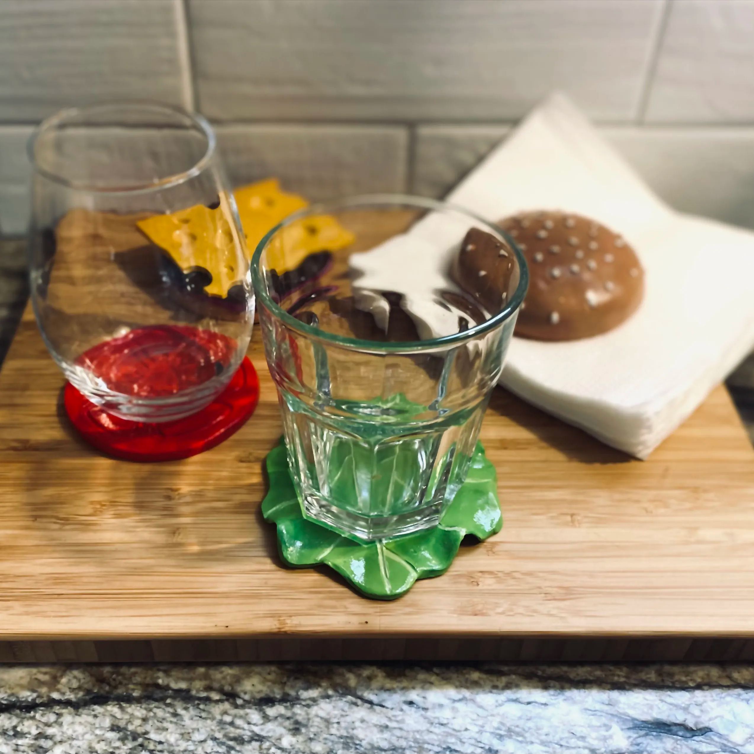 Handmade Hamburger  Drink Coasters