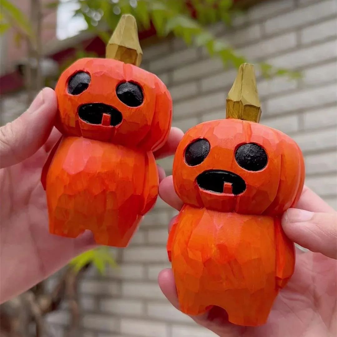 Halloween Wooden Carving Pumpkin Sculpture