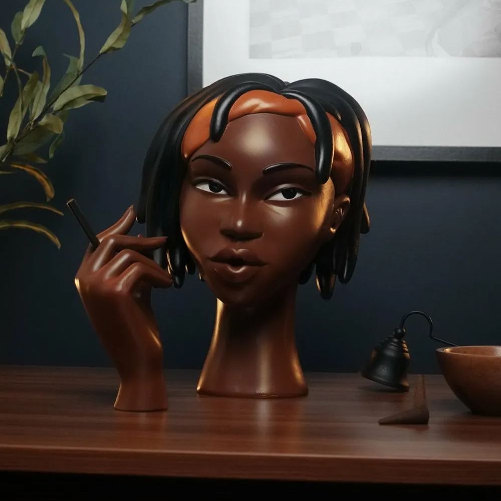 Head Incense Burner Black Woman