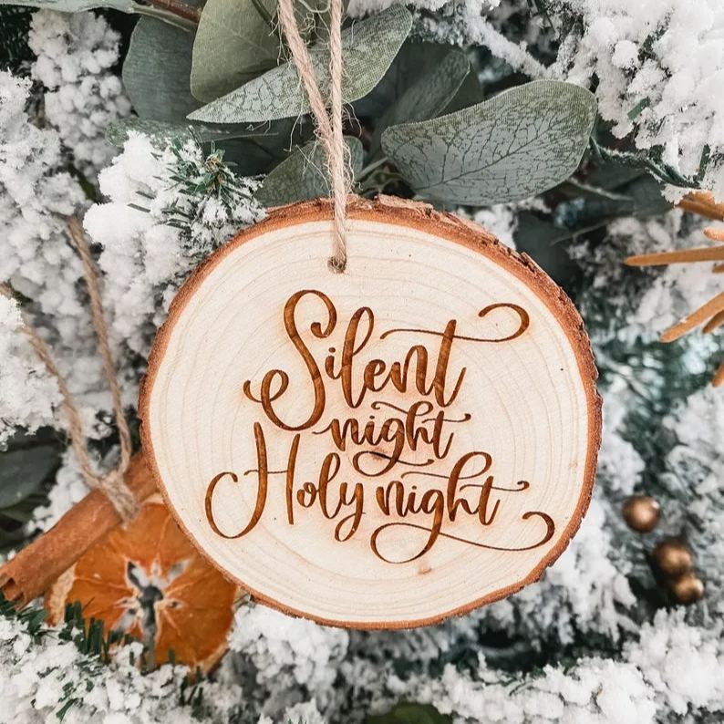 Nativity Engraved Wood Ornament