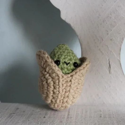 Crochet Amigurumi Pistachio Plush Toy Keychain
