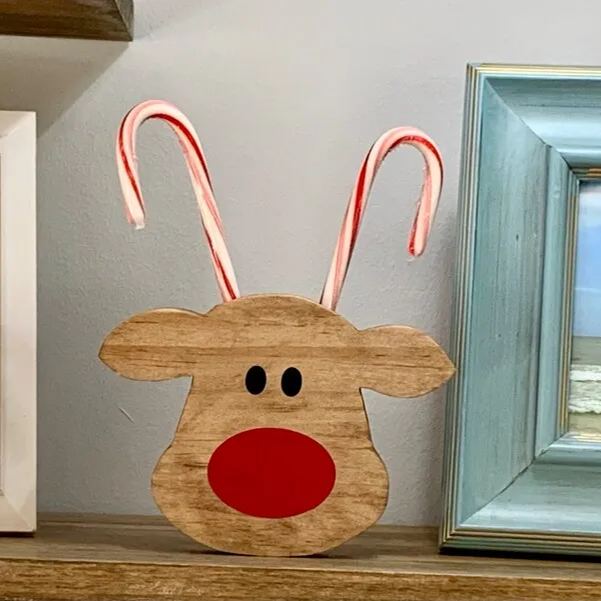 Wooden Christmas Candy Cane Reindeer